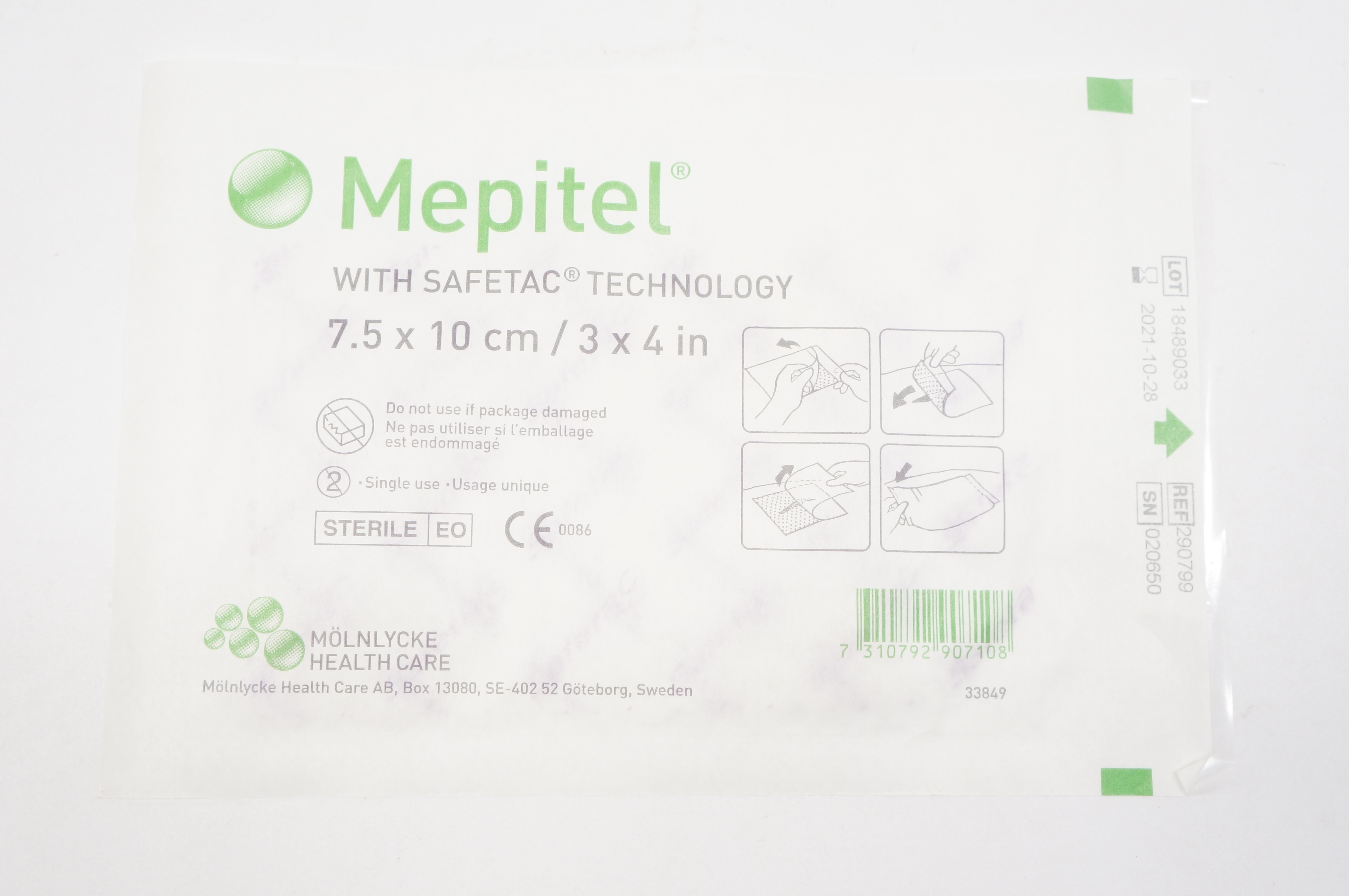 Molnlycke Health Care 290799 Mepitel With Safetac Technology 3 x 4inch (x)