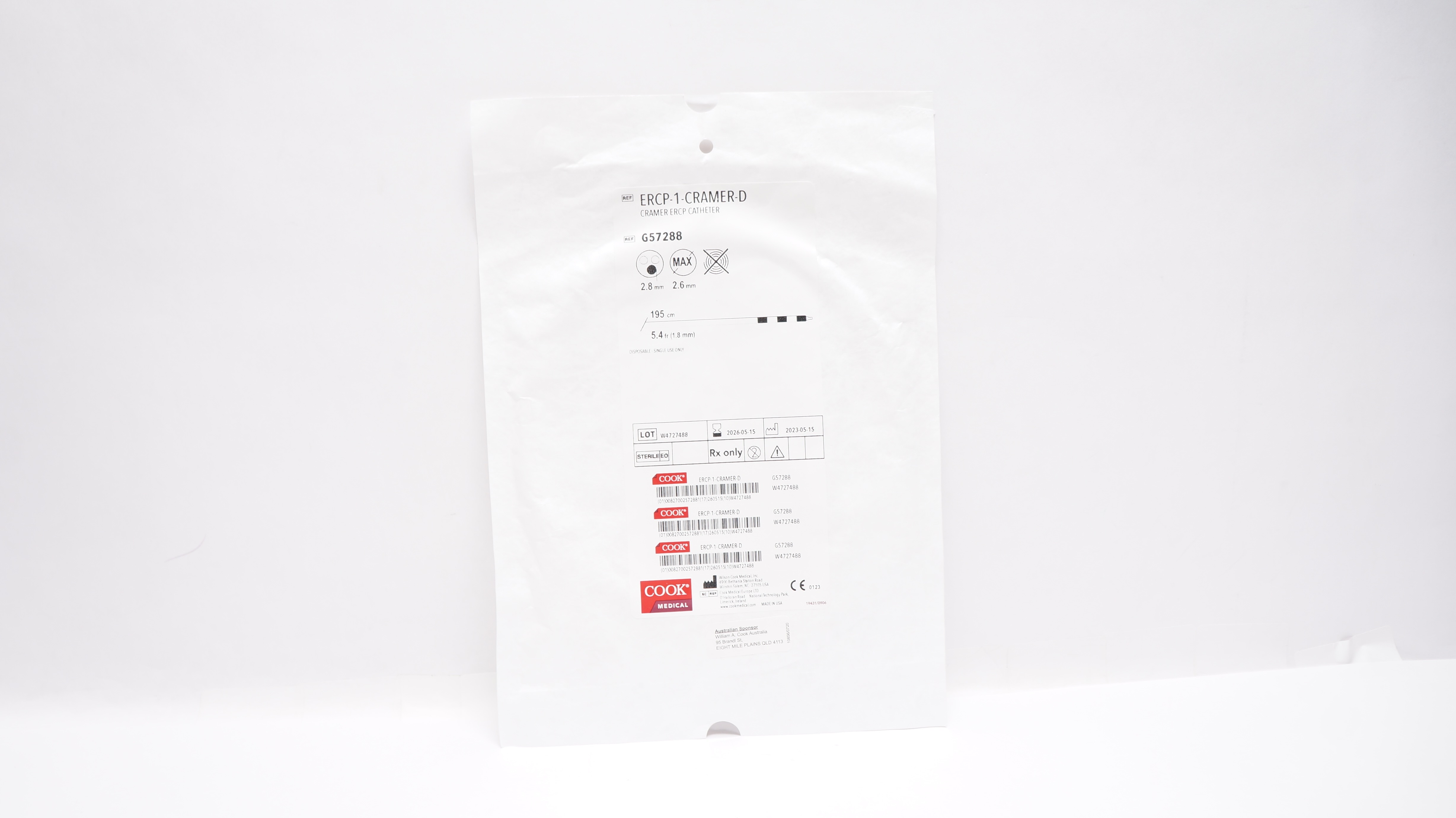 Cook ERCP-1-CRAMER-D Cramer ERCP Cath 5.4Fr x 195cm