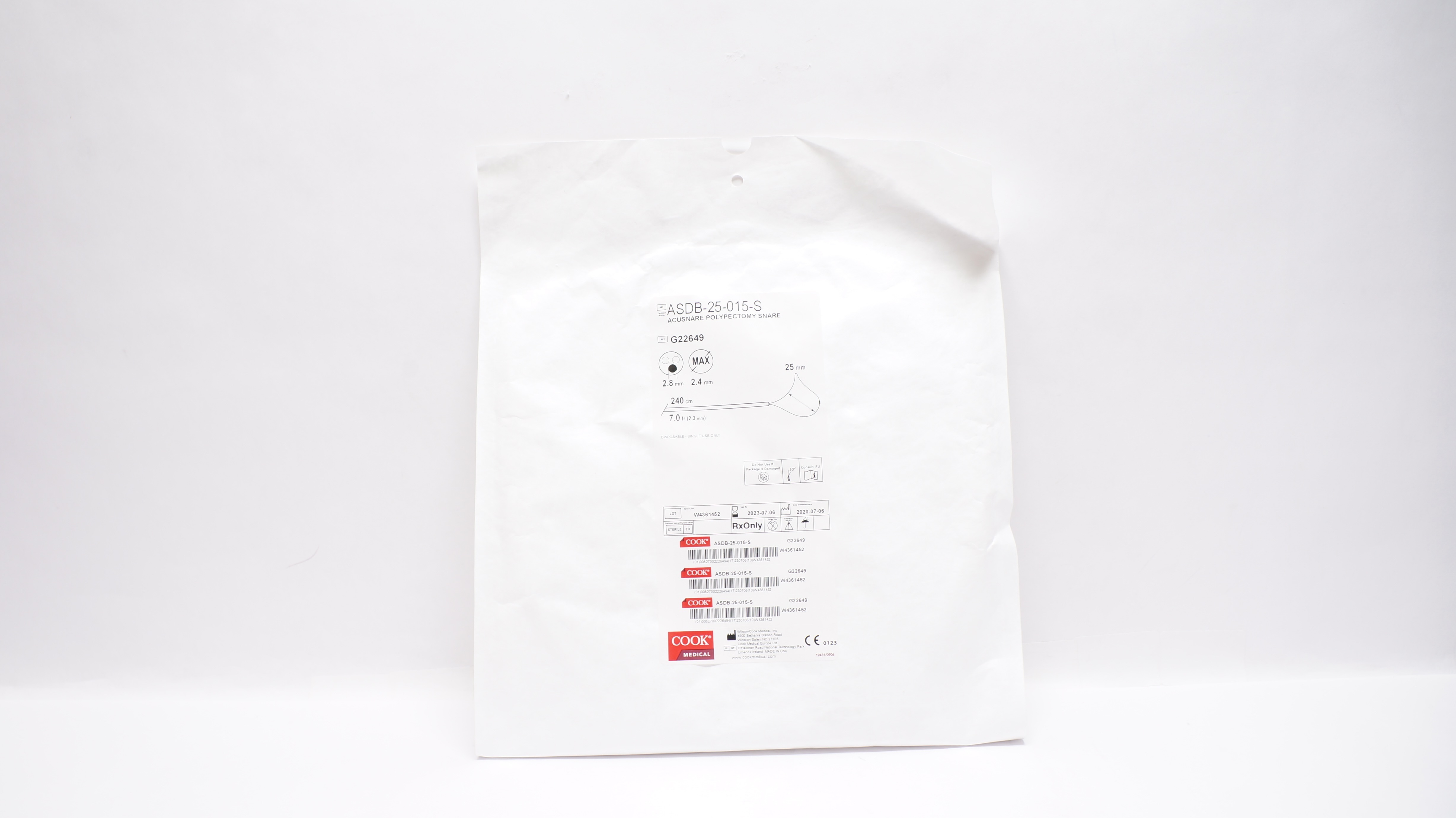 Cook Medical G22649 Acusnare Polypectomy Snare 7Fr x 240cm (x)