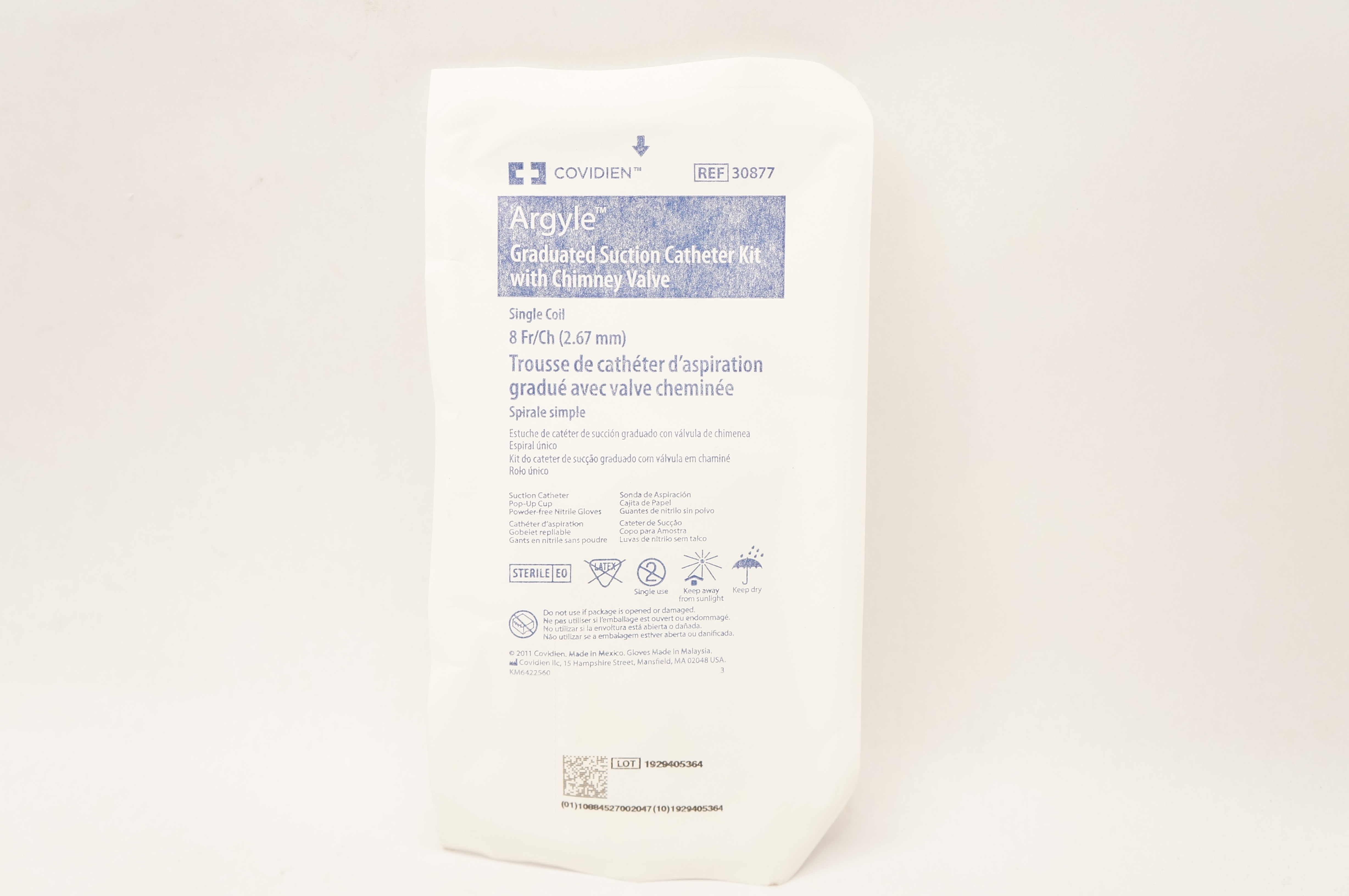 Covidien 30877 Argyle Graduated Suction Cath. Kit With Chimney Valve 8Fr/Ch