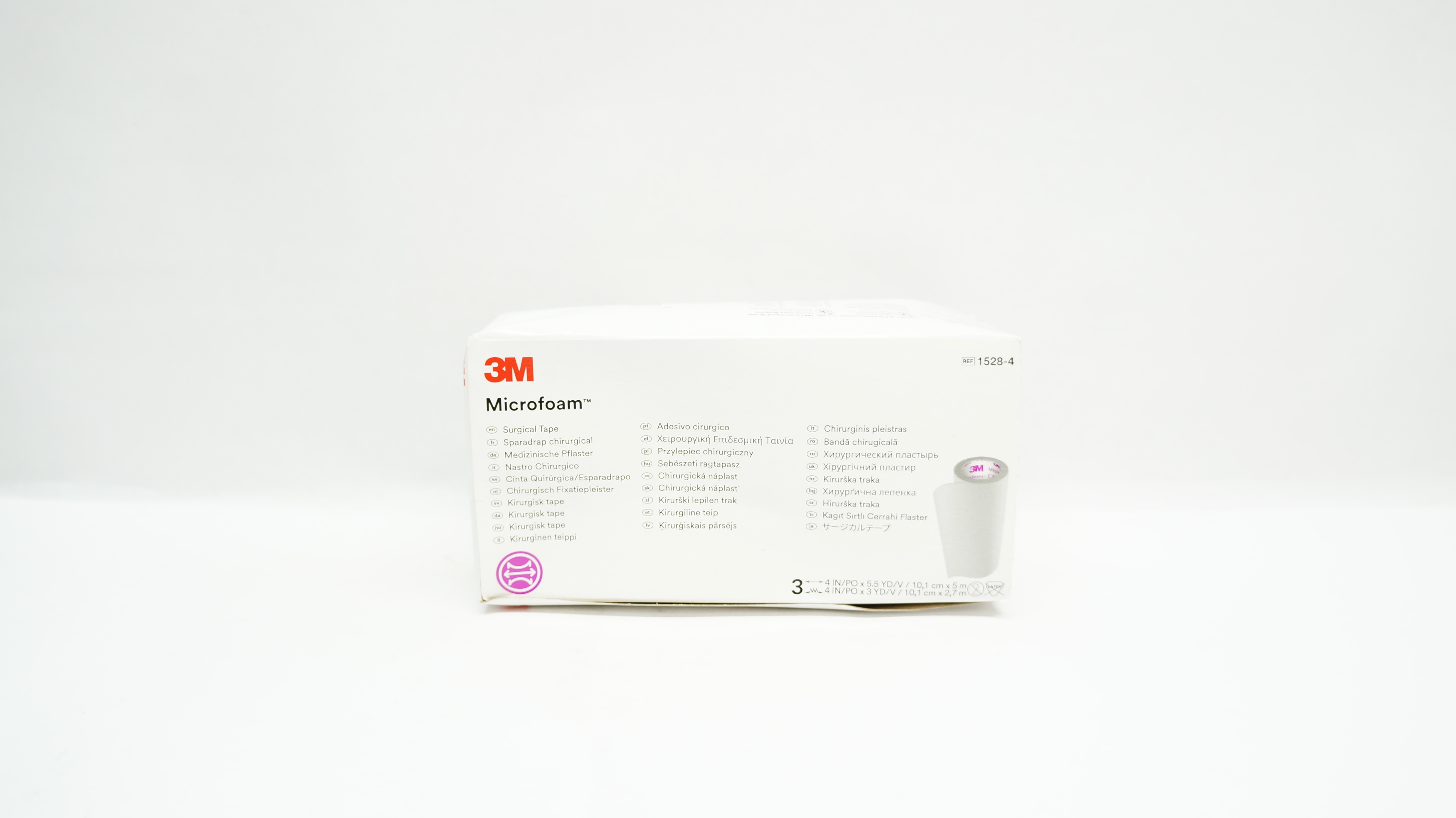 3M 1528-4 Microfoam Surgical Tape 4inch x 5.5yd, 4inch x 3yd. - Box of 3