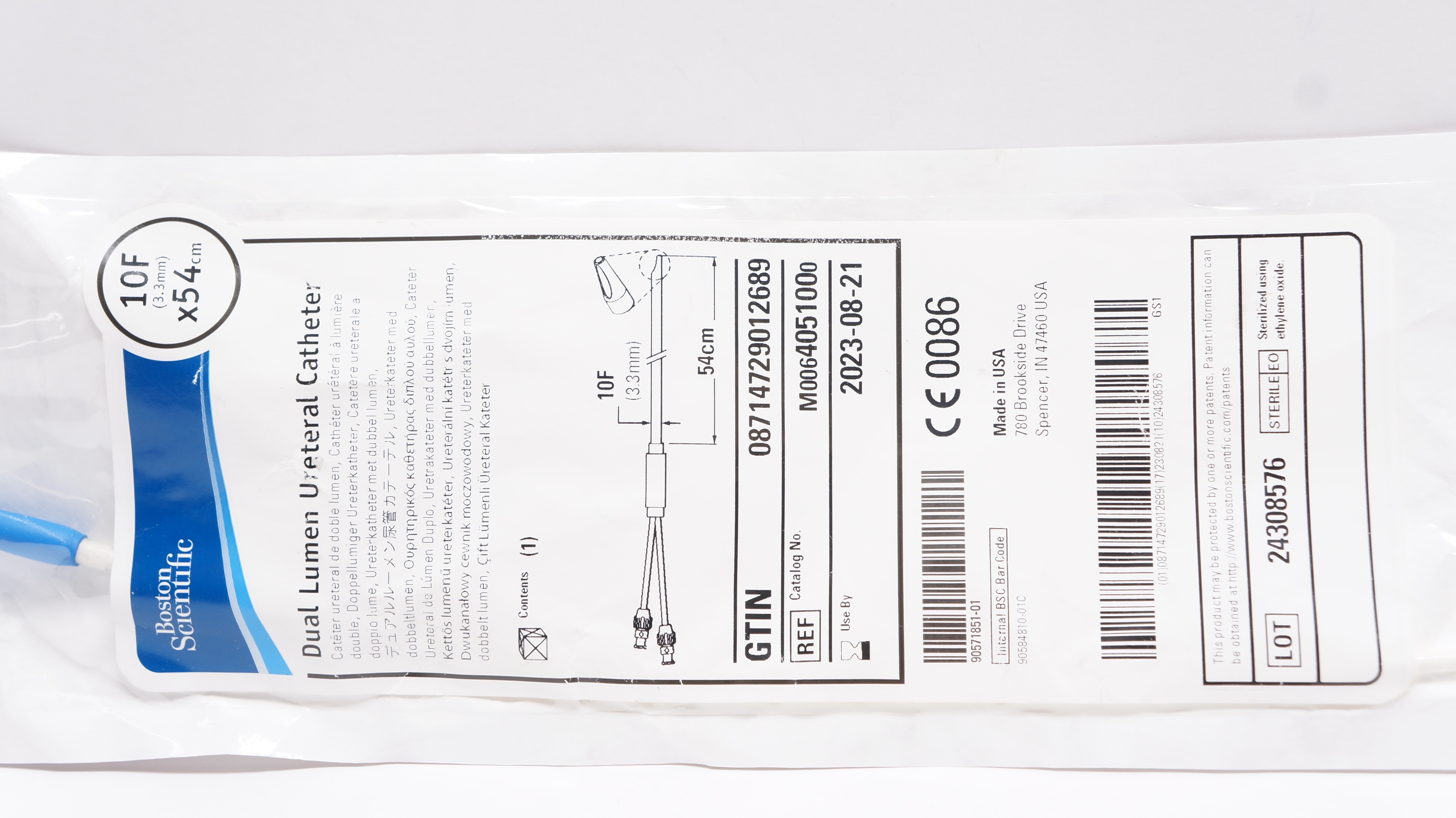 Boston Scientific 405100 Dual Lumen Ureteral Cath. 10F x 54cm (x)