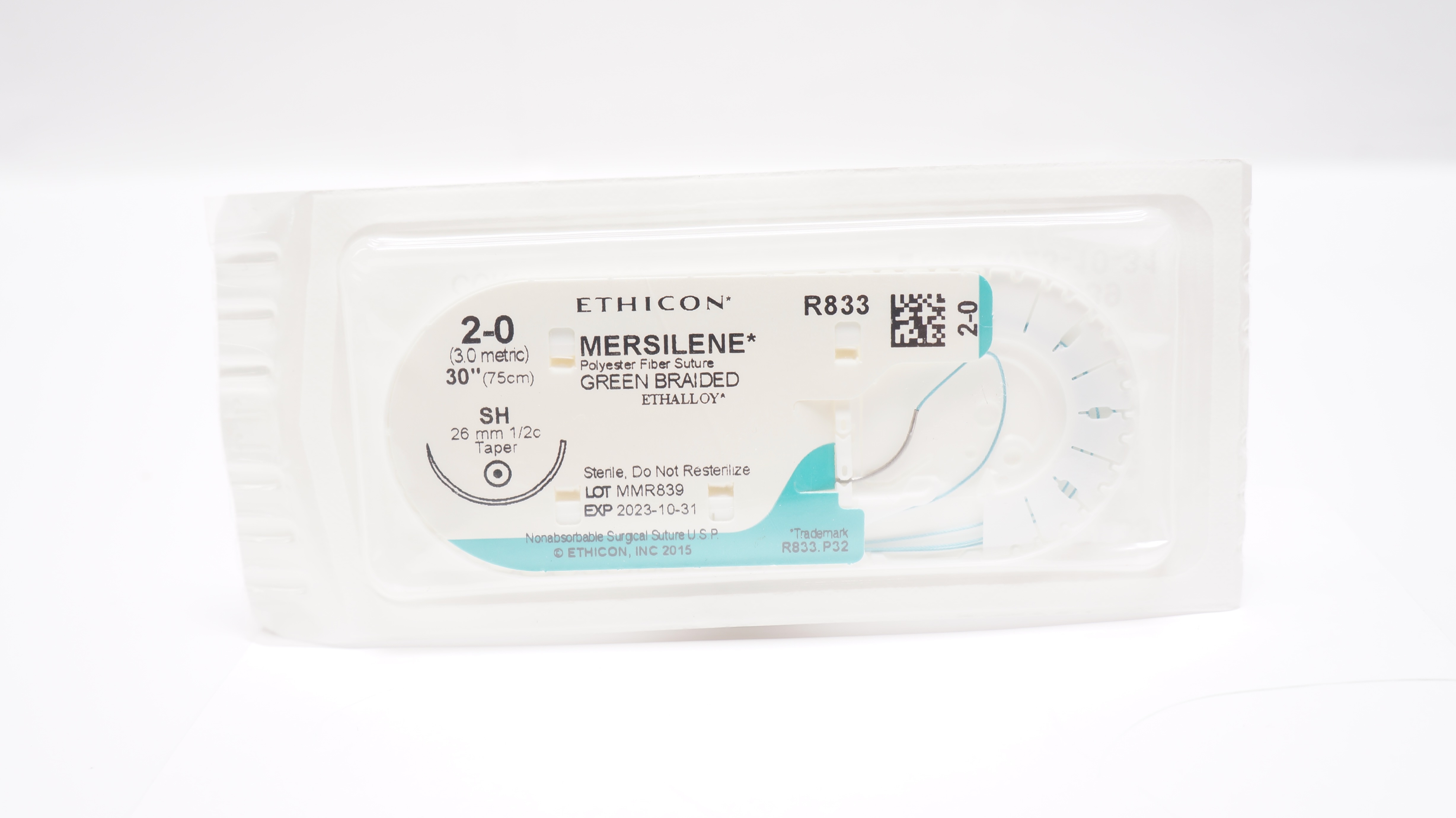Ethicon R833 2-0 MERSILENE SH 26mm 1/2c Taper 30inch (x)