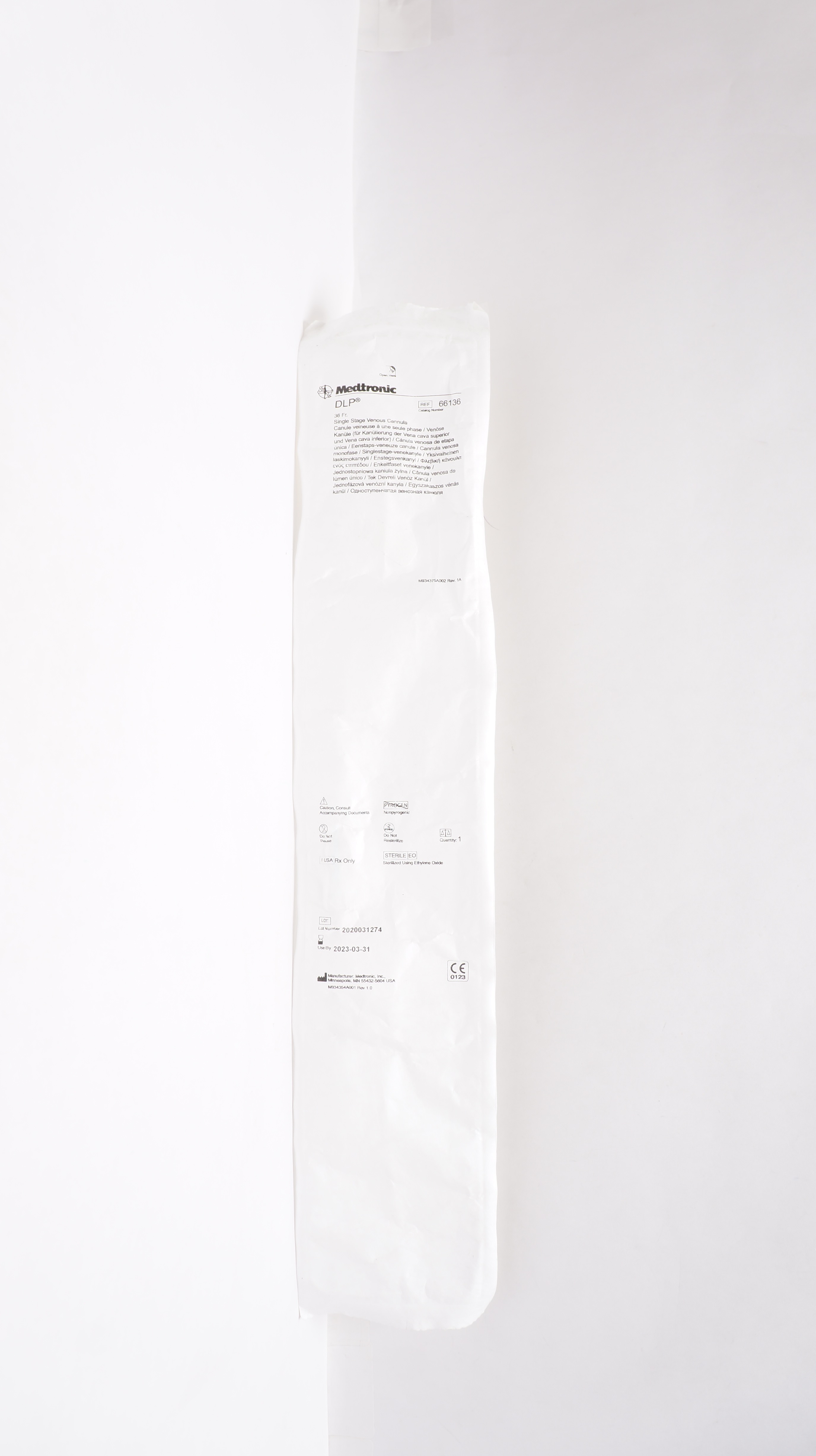 Medtronic 66136 DLP Single Stage Venous Cannula, Straight 36Fr (x)