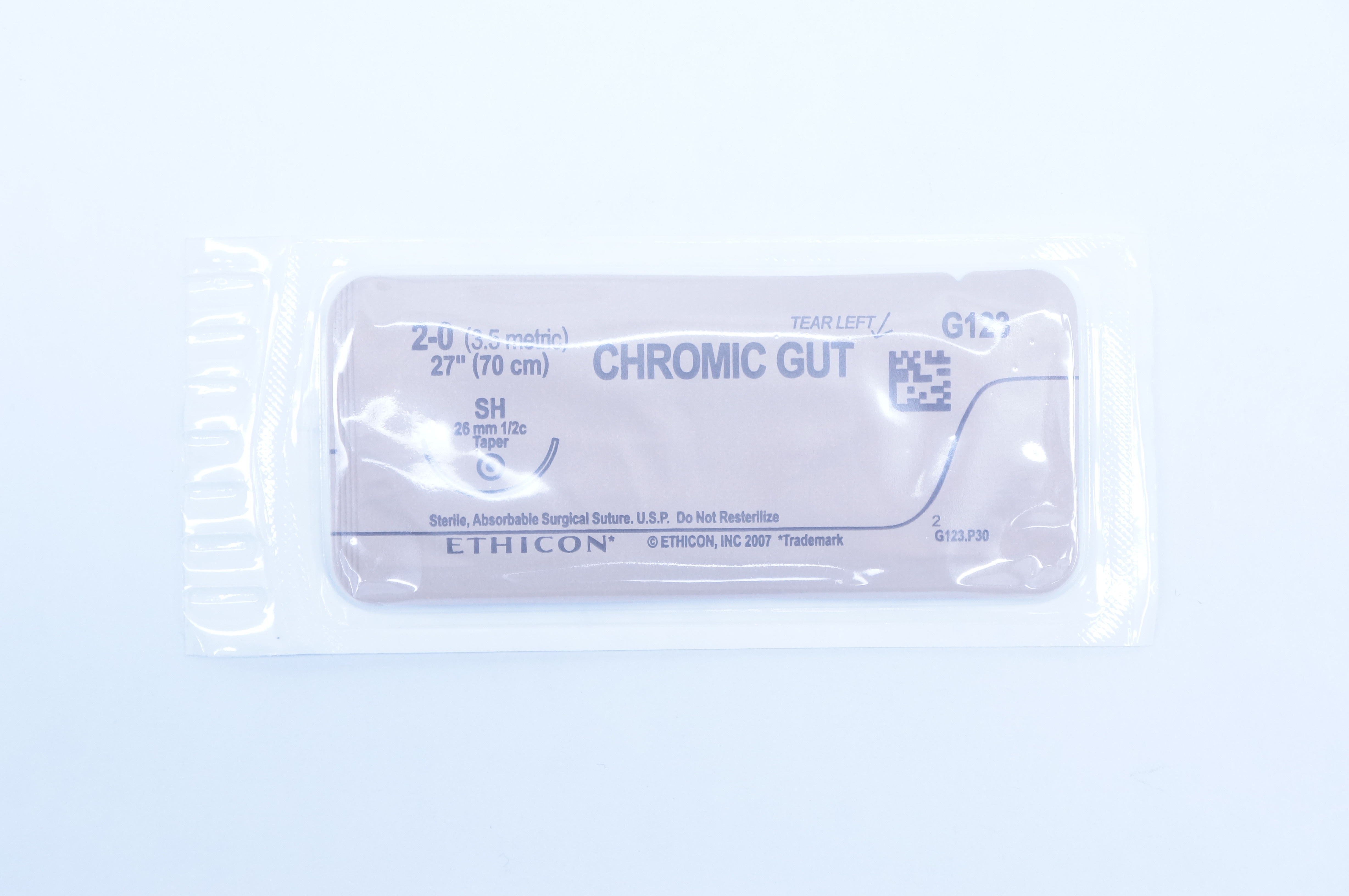 Ethicon G123 2-0 Chromic Gut SH 26mm 1/2c Taper, 27inch (x)