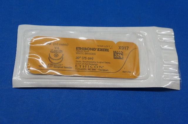 Ethicon X917 ETHIBOND EXCEL, V-5 17mm 1/2c TAPERCUT,  30