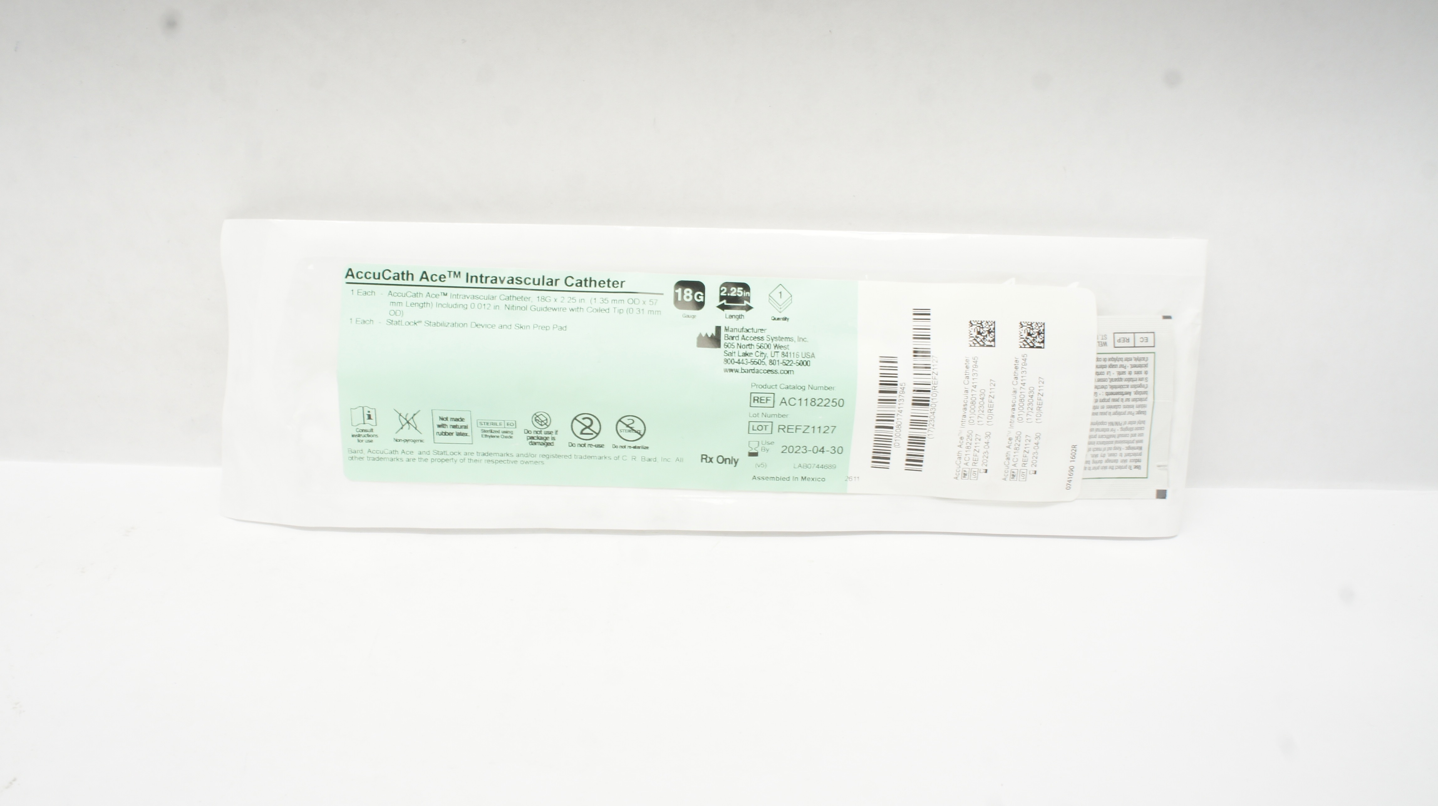 Bard AC1182250 AccuCath Ace Intravascular Catheter 18G (x)
