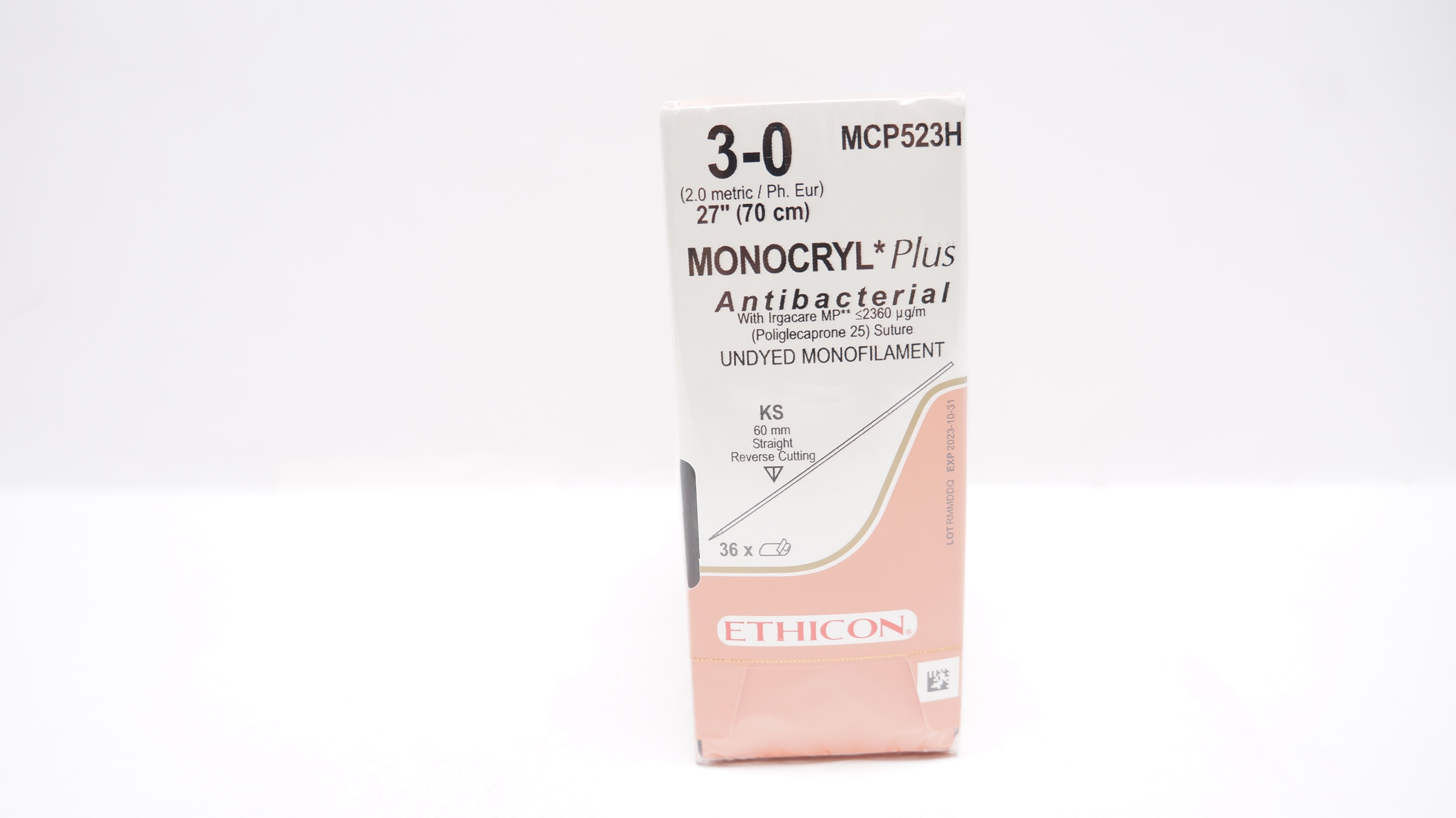 Ethicon MCP523H 3-0 Monocryl Stre KS 60mm Reverse Cutting 27inch (x) - Box of 36