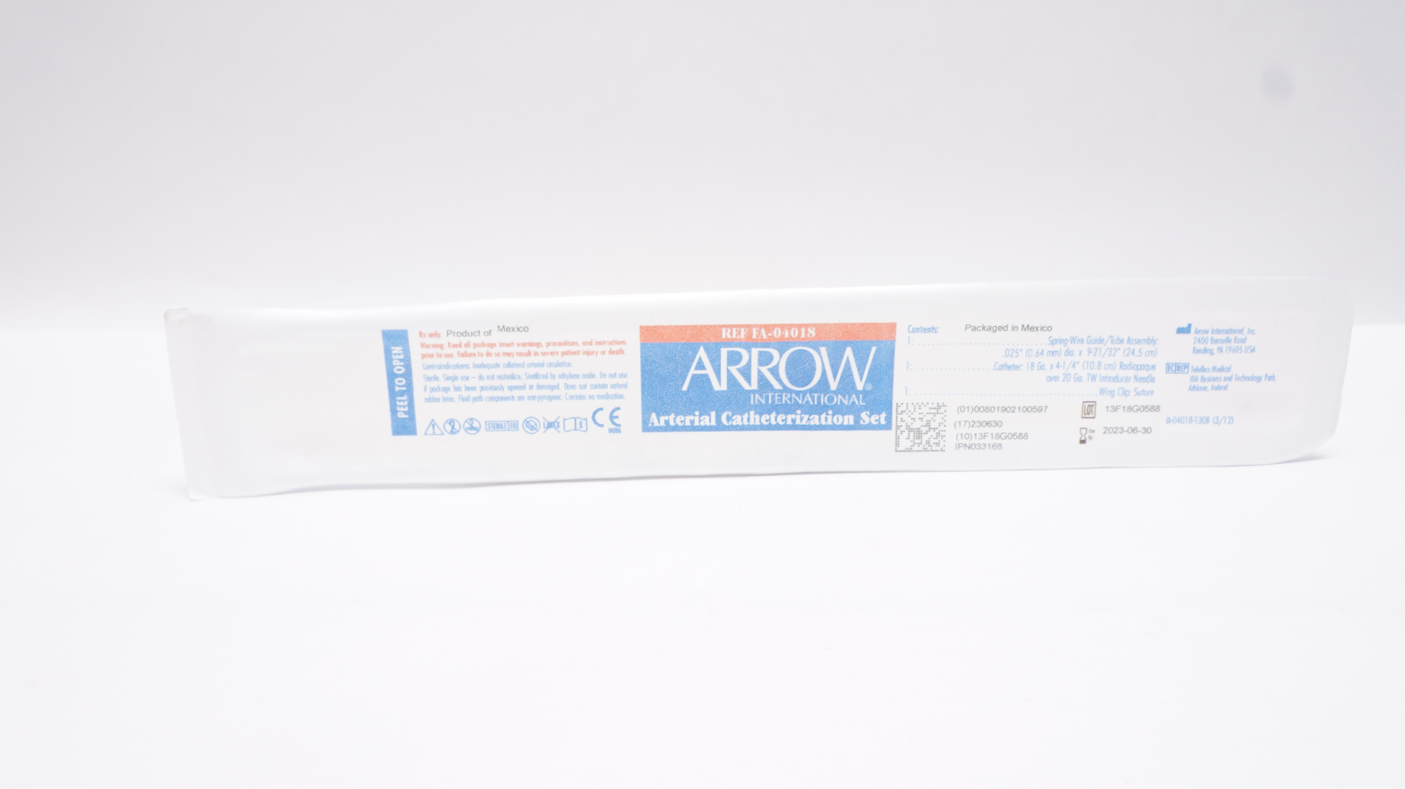 Arrow FA-04018 Arterial Catheterization Set .025In x 9-21/32In (x)