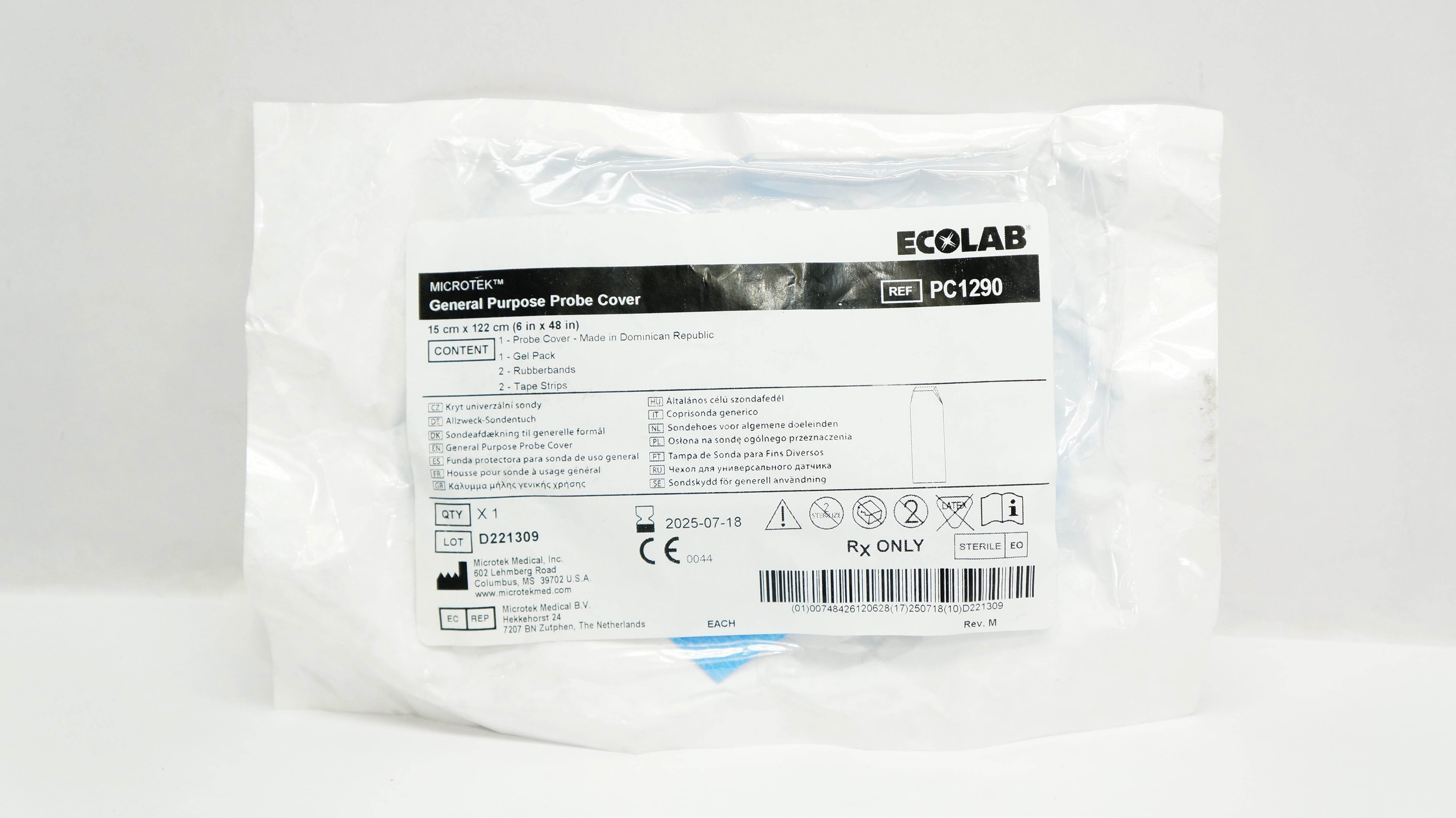 Microtek PC1290 Ecolab General Purpose Probe Cover 6inch x 48inch