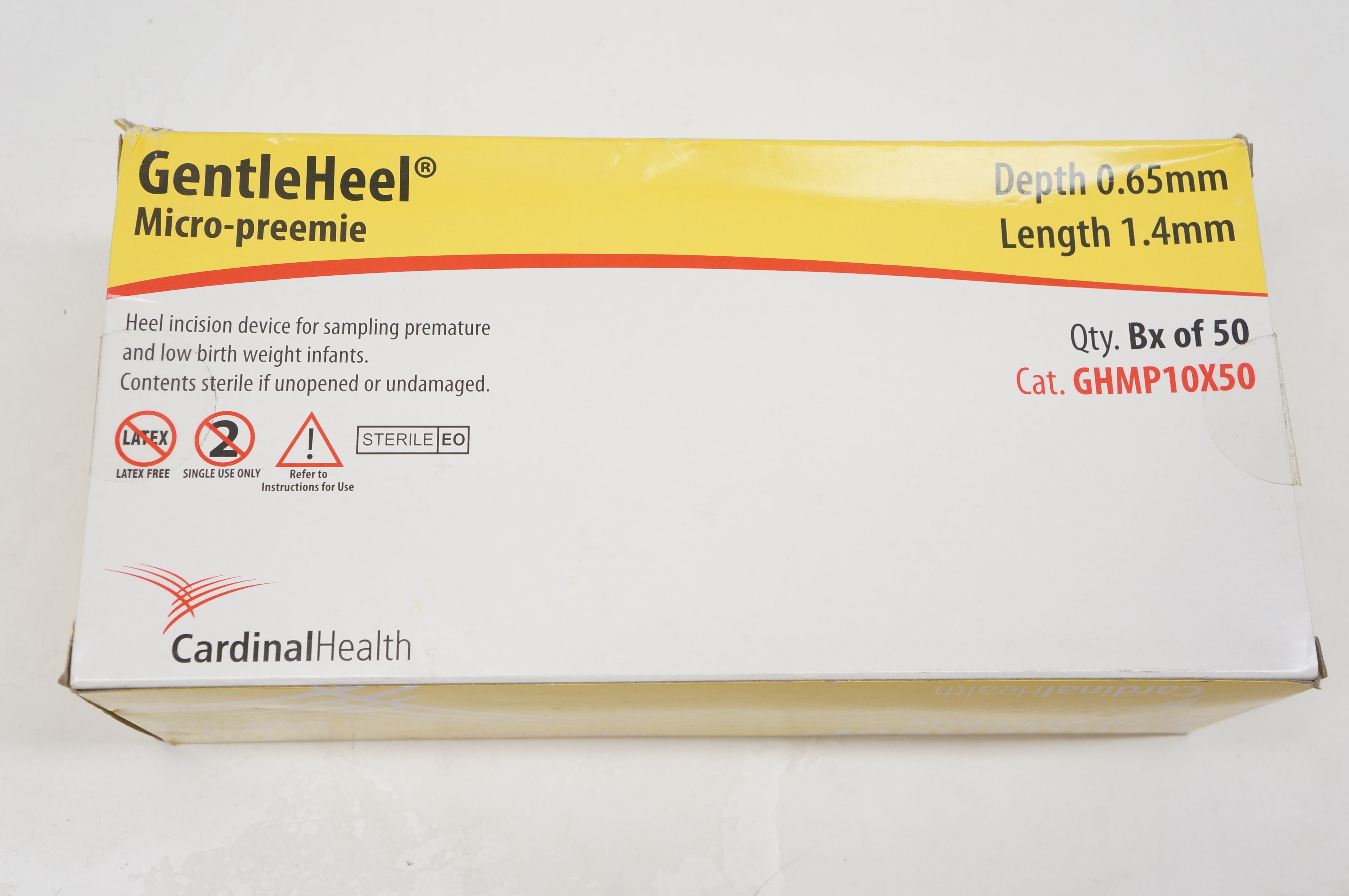 Cardinal Health GHMP10X50 GentleHeel Micro-Preemie 0.65mm x 1.4mm (x)- Box of 50