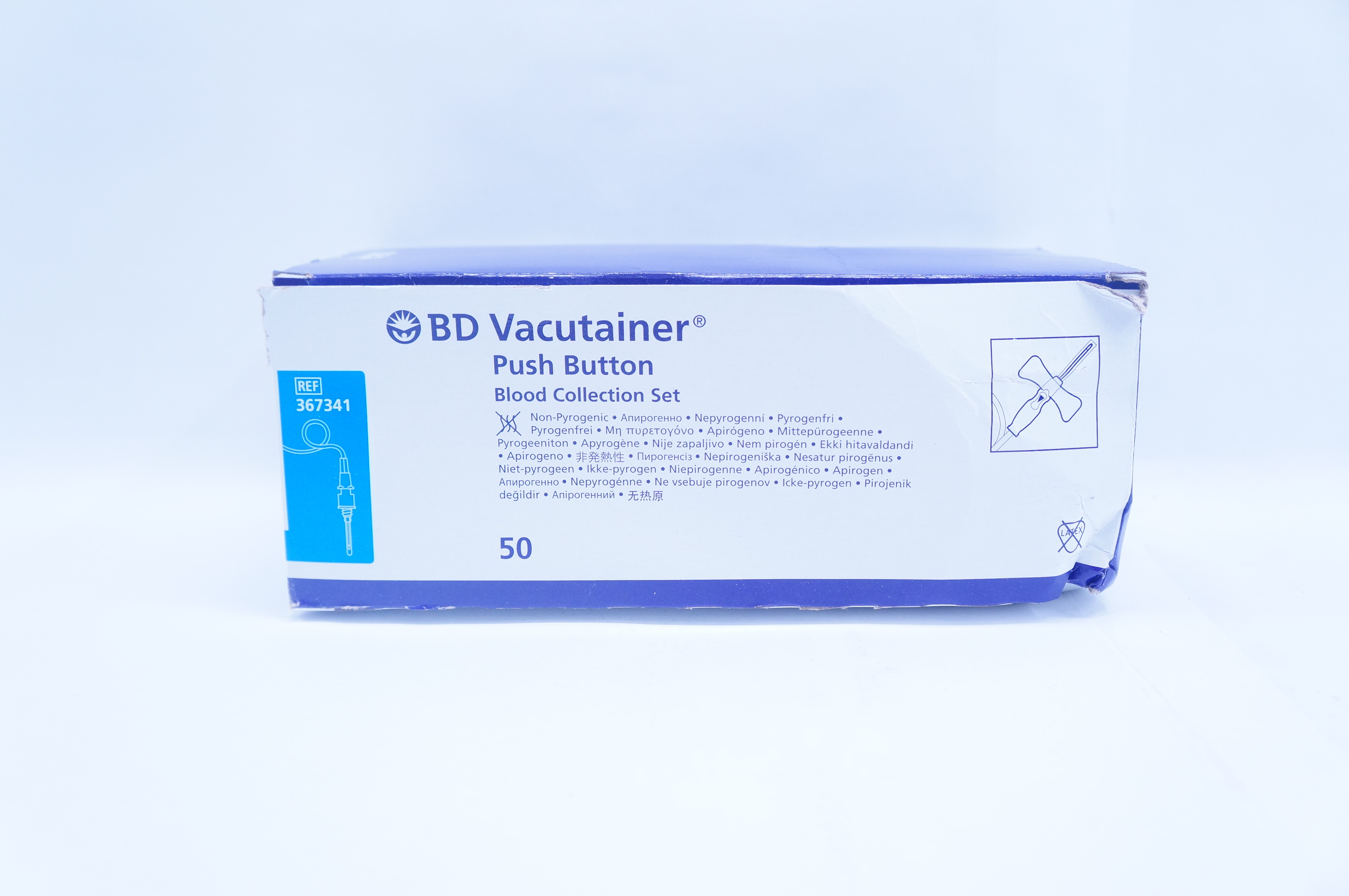 BD 367341 Vacutainer Push Button Blood Collection Set 25Gx3/4inx12in - Box of 50