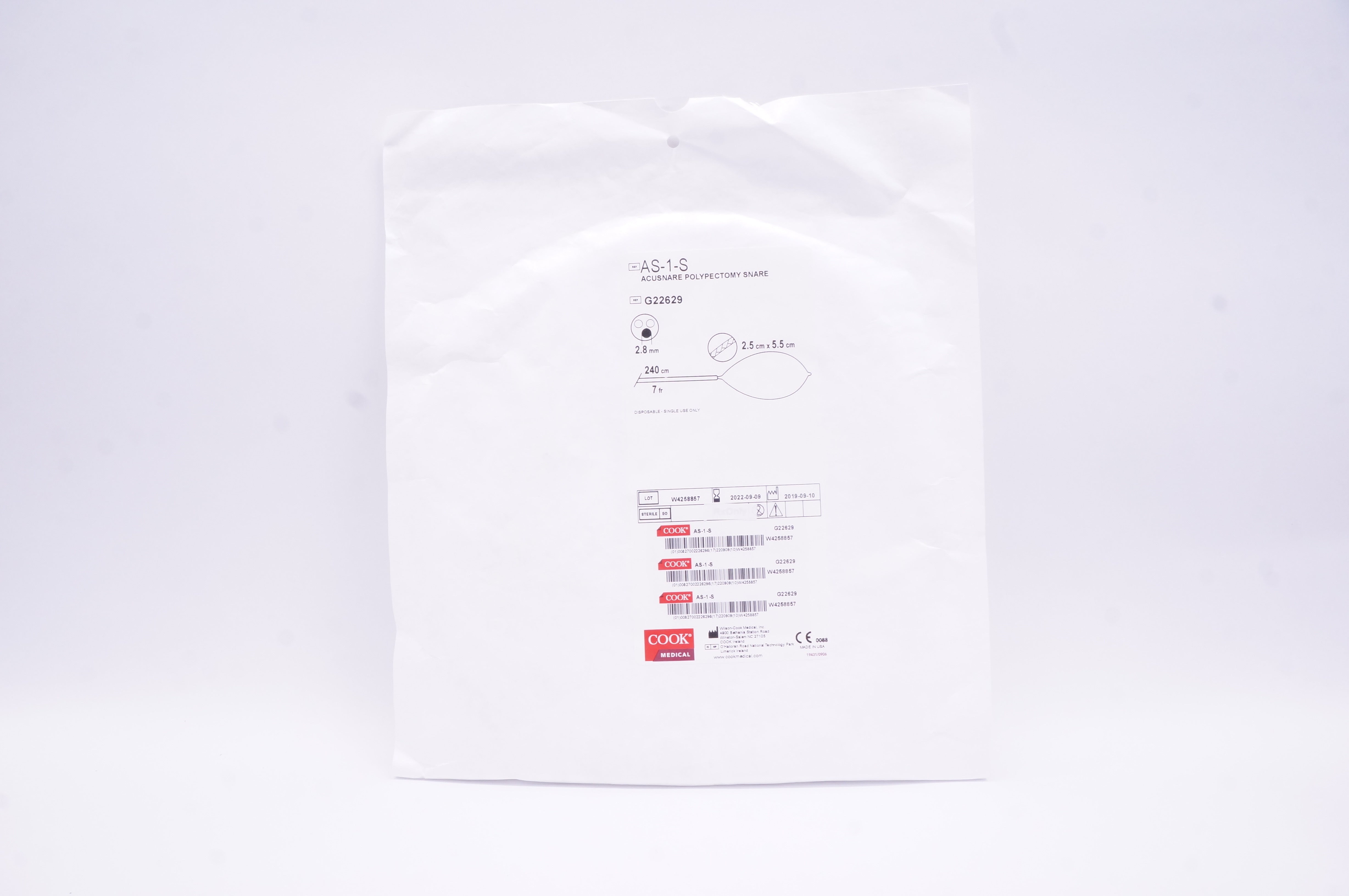 Cook Medical G22629 Acushare Polypectomy Snare 7Fr