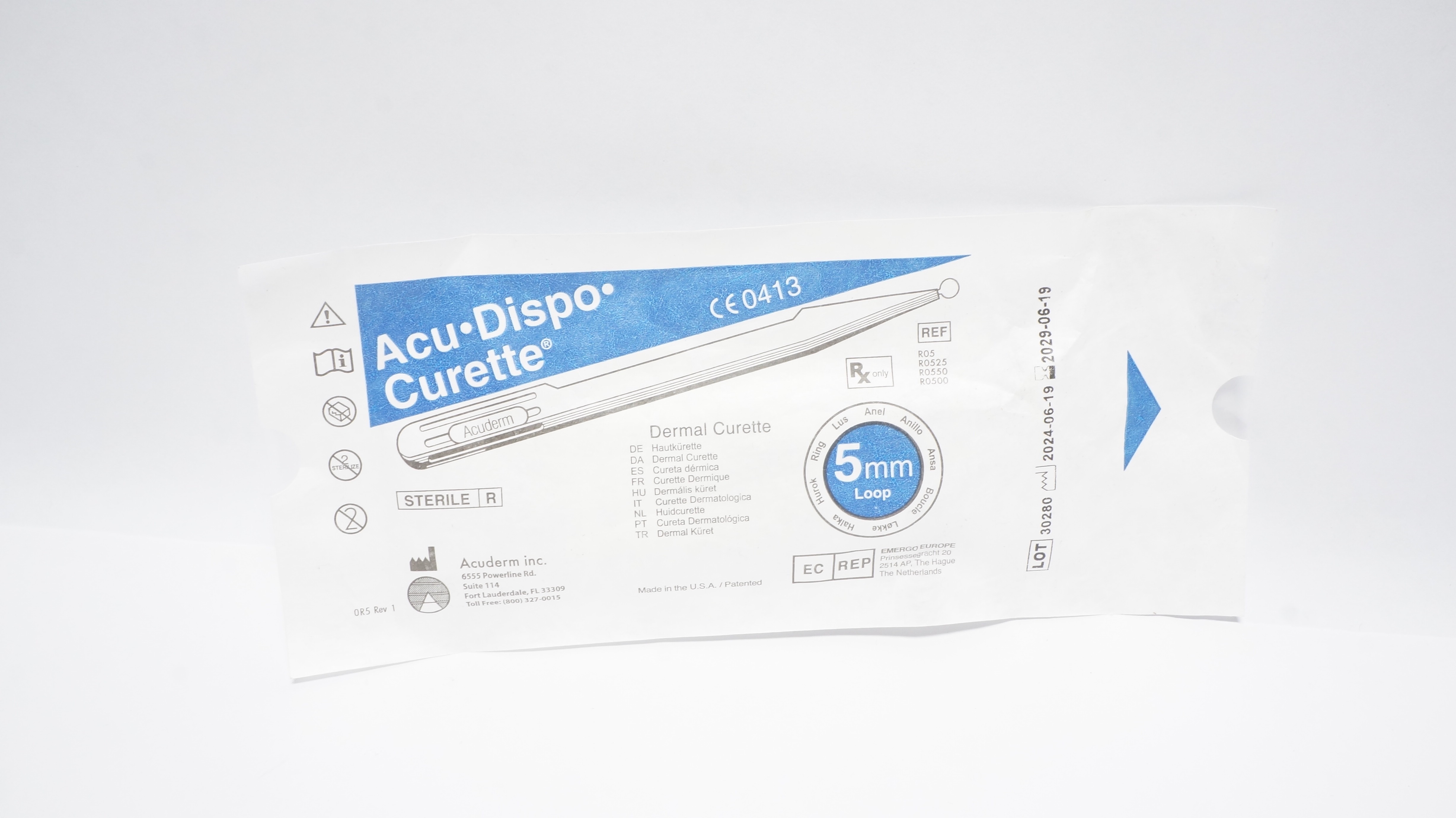 Acuderm R/05/R0525/R0550/R0500 Acu Dispo Dermal Curette 5mm