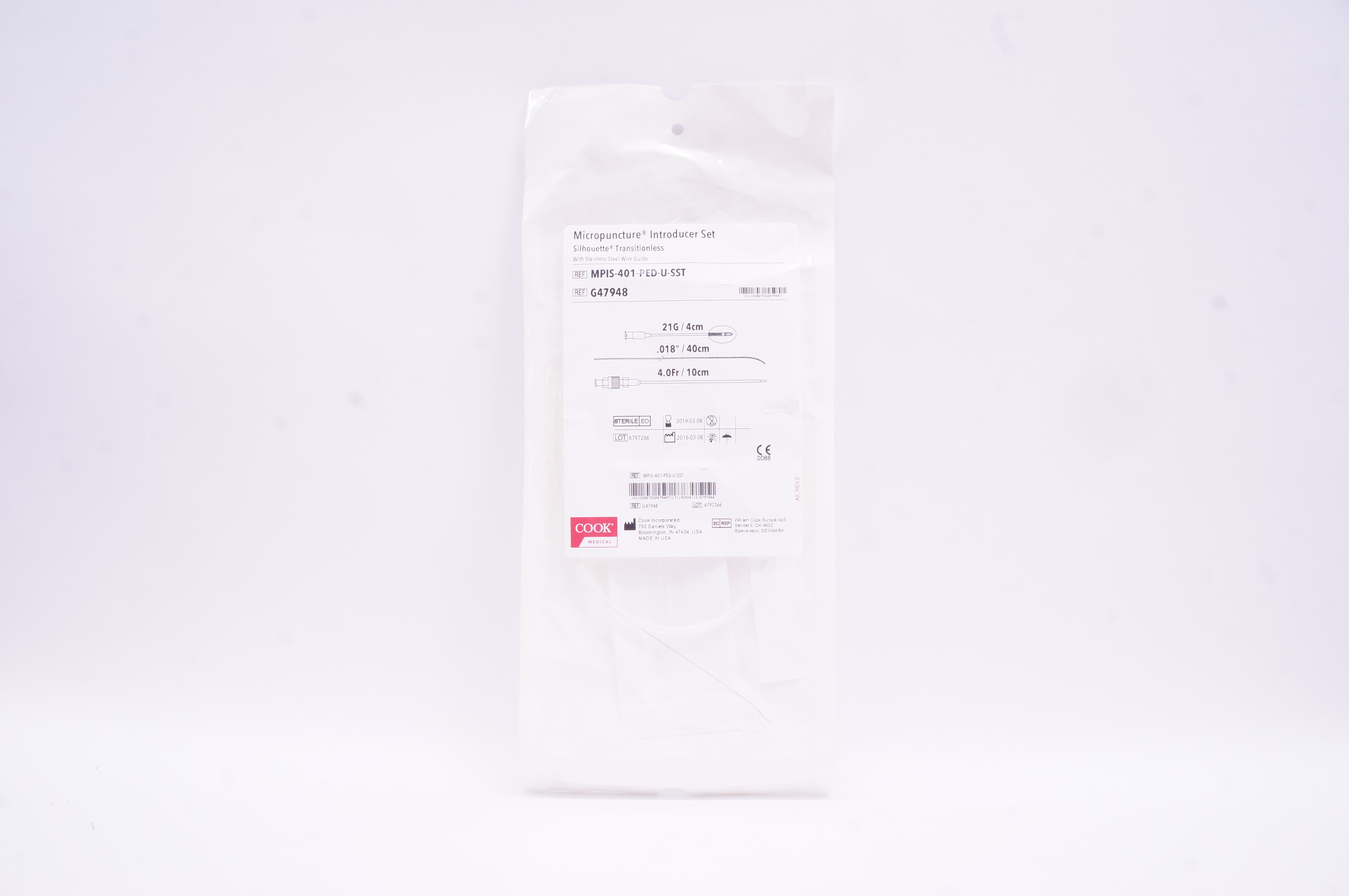 Cook G47948 Micropuncture Introducer Set Silhouette Transitionless 21G x 4cm (x)