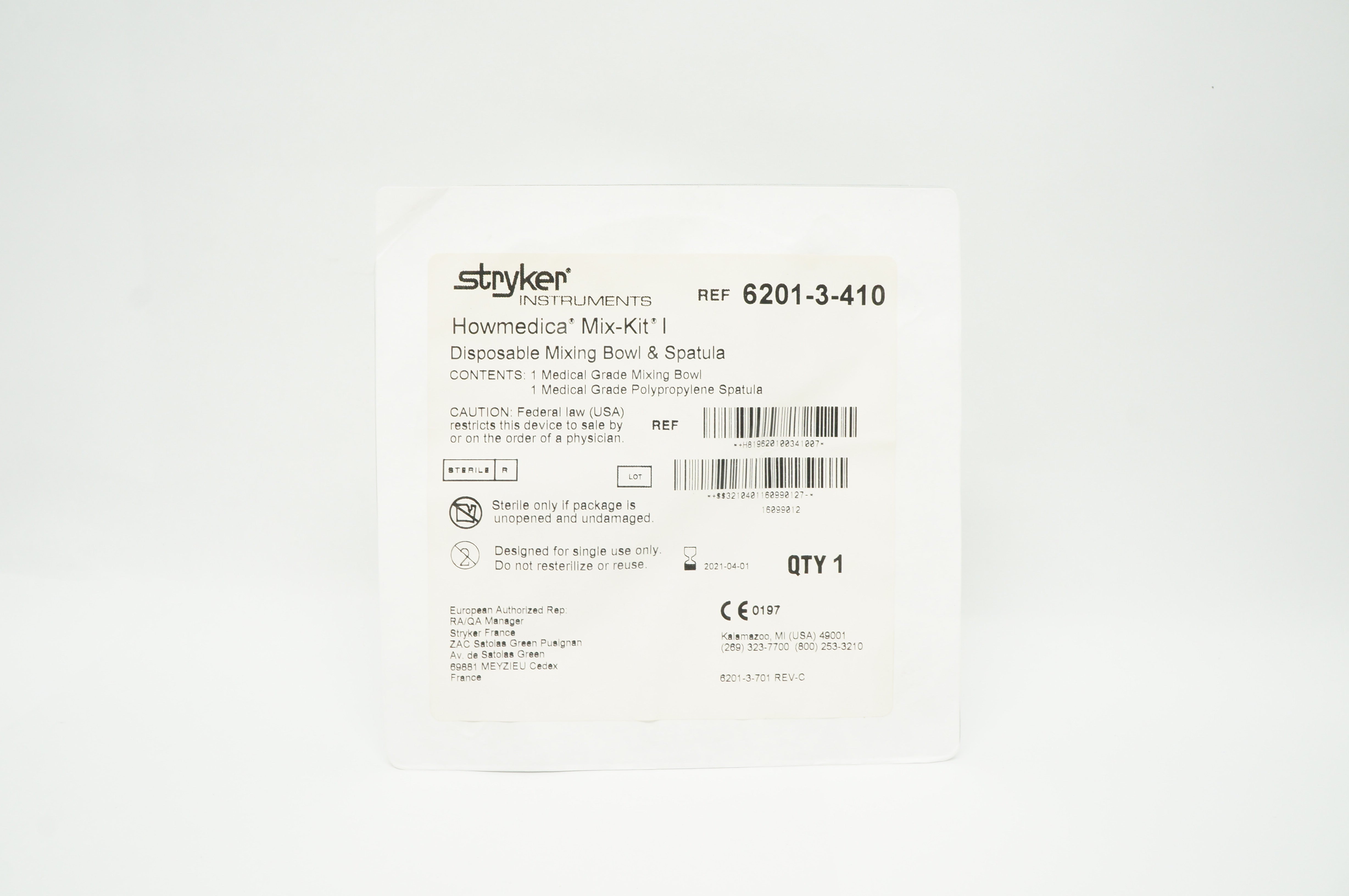 Stryker 6201-3-410 Mix-Kit I Disposable Mixing Bowl & Spatula (x)