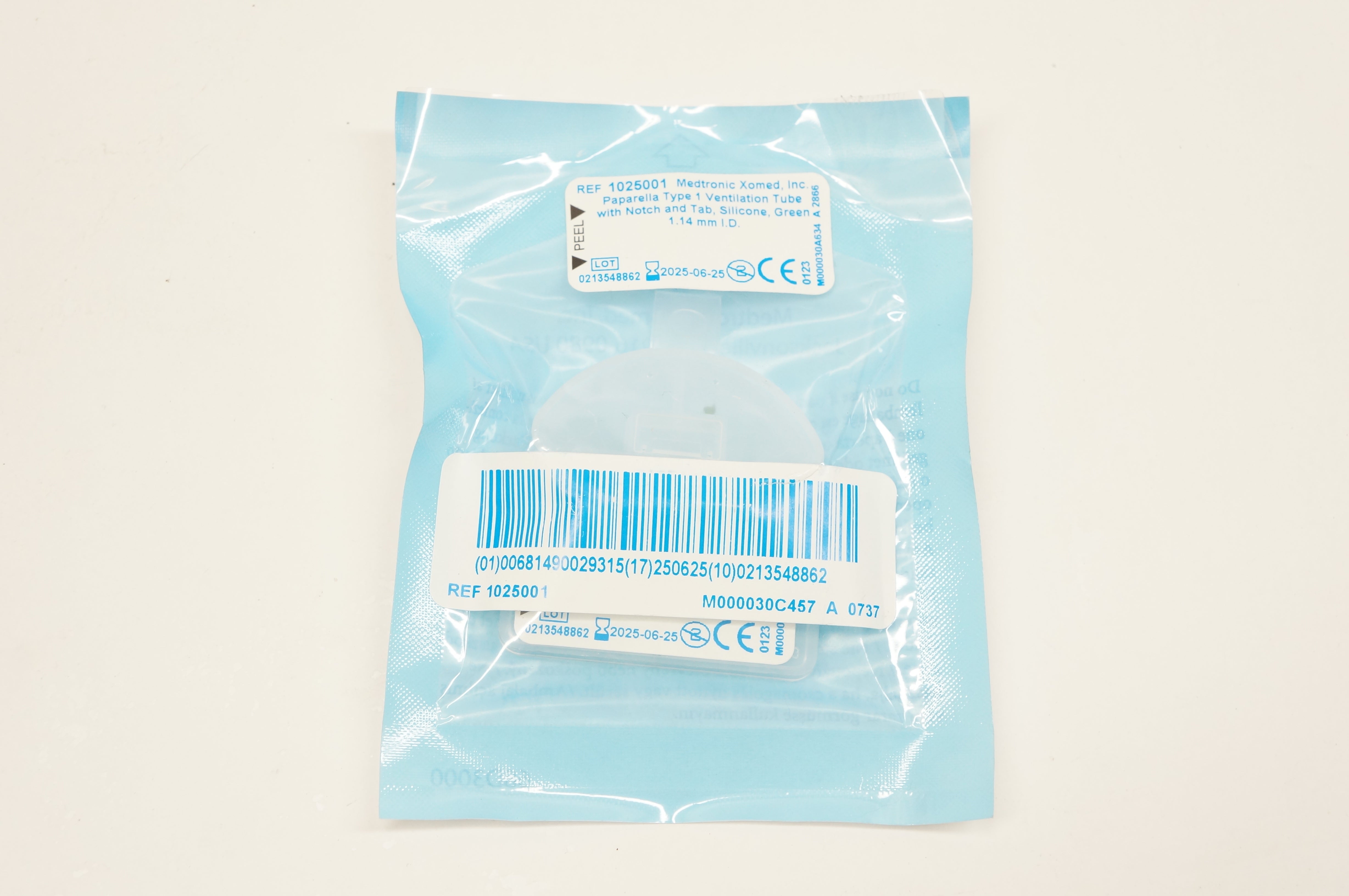Medtronic 1025001 Paparella Type 1 Ventilation Tube With Notch and Tab, 1.14mm