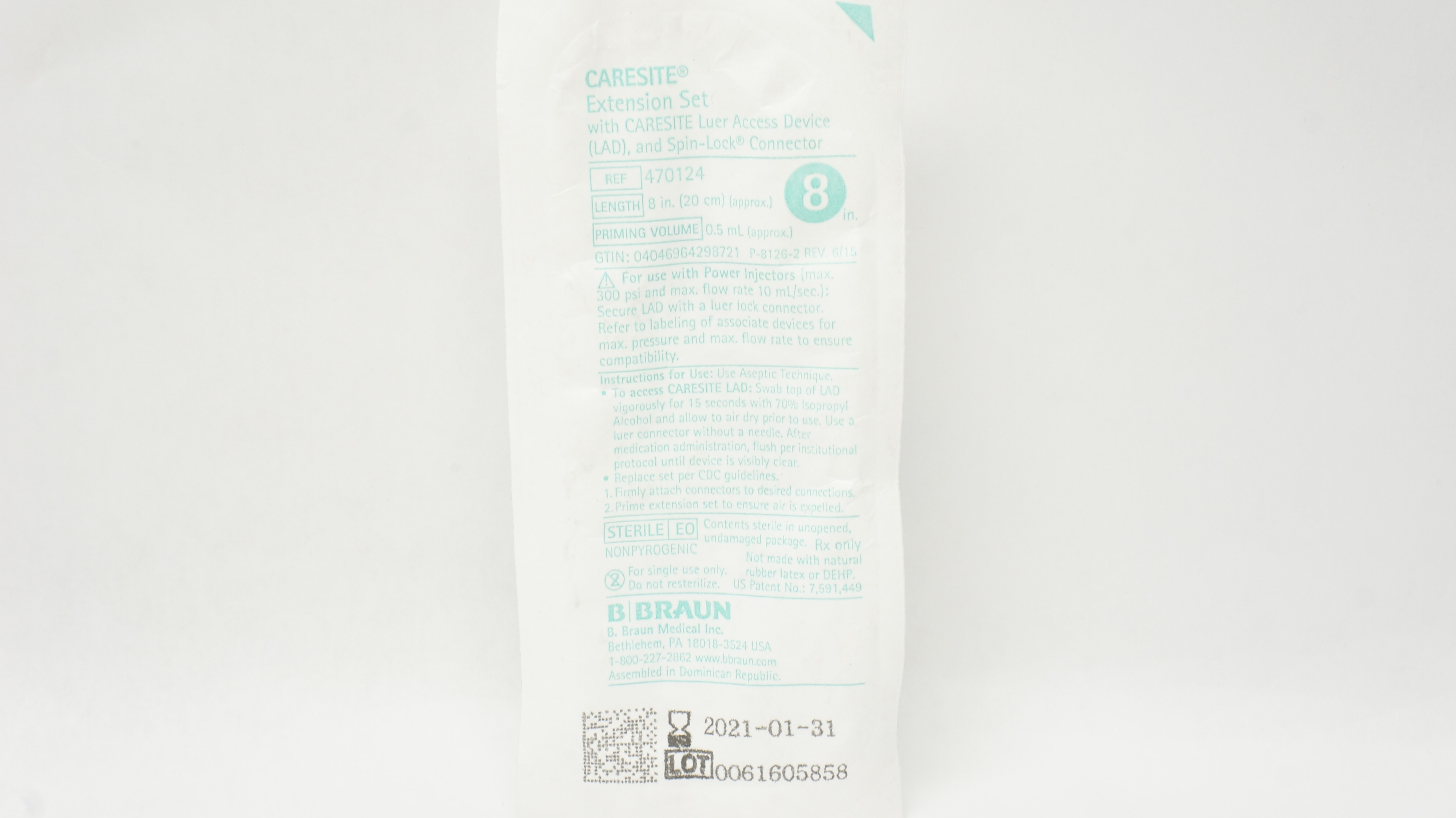 Braun 470124 Caresite Extension Set w/Access Device & Connector 8inch x 0.5ml(x)
