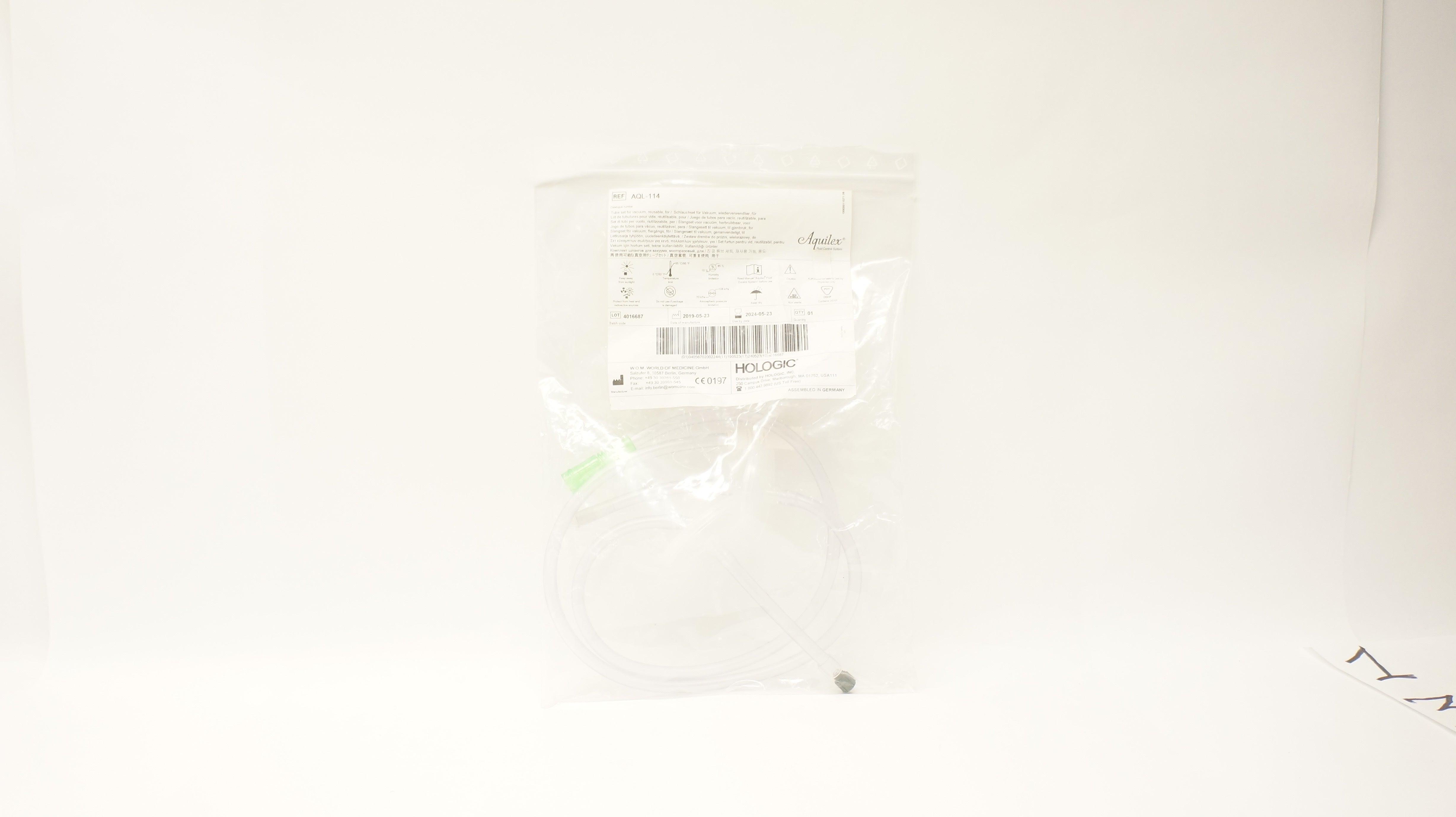 W.O.M. World of Medicine AQL-114 Hologic Aquilex Tube set For Vacuum , Reusable