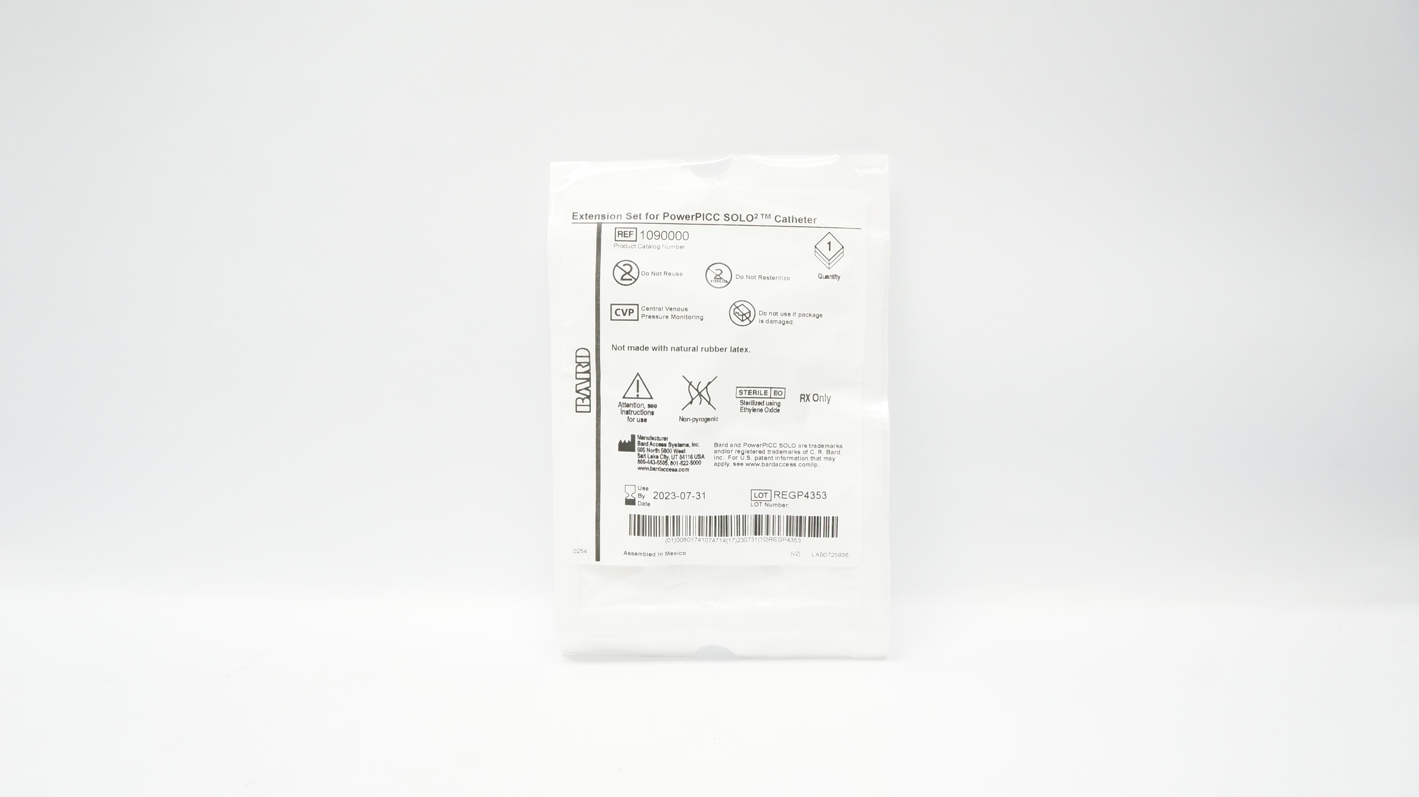 Bard 1090000 Extension Set For PowerPICC SOLO 2 Catheter (x)