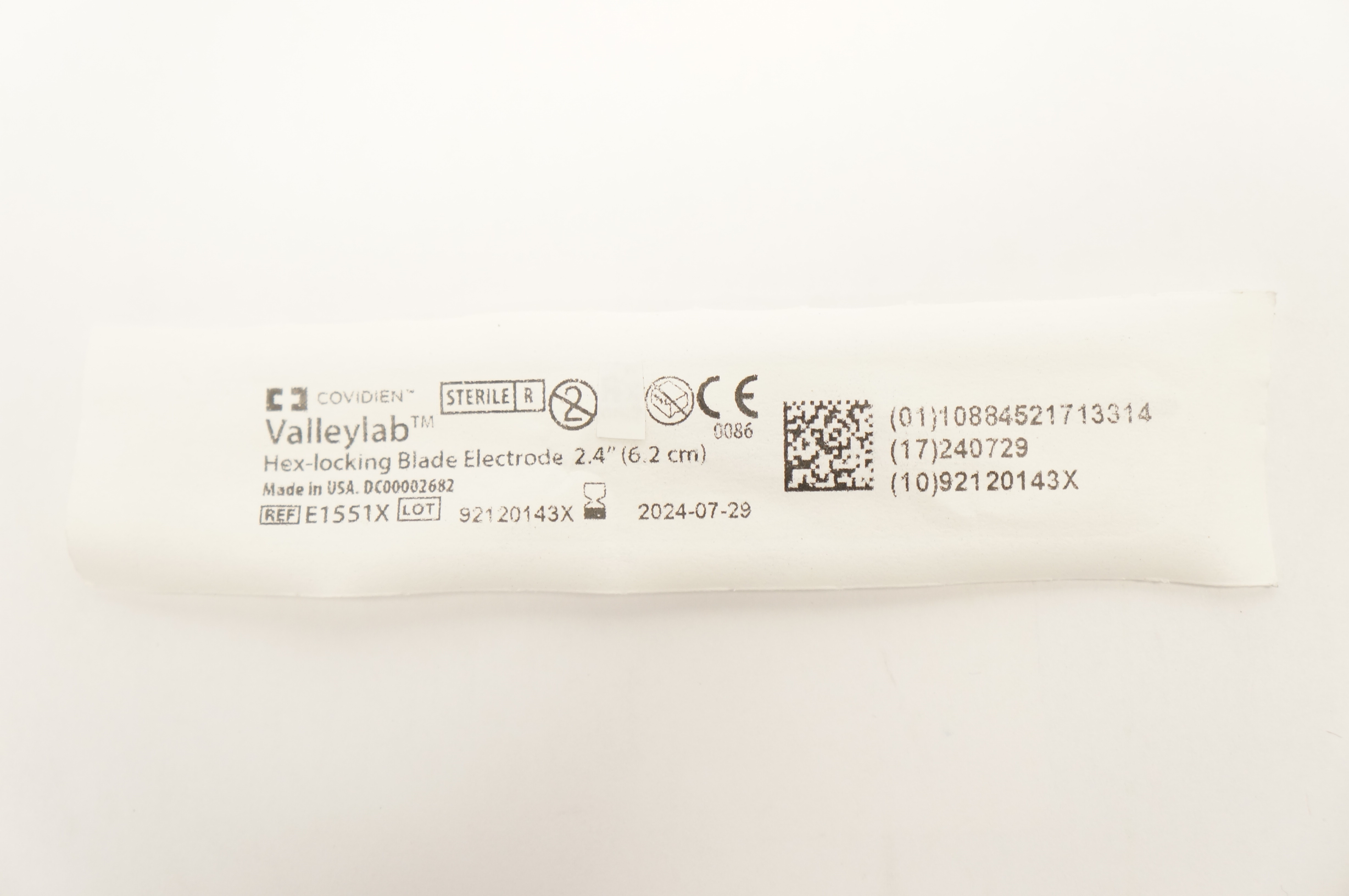 Covidien E1551X Valleylab Hex-Locking Blade Electrode 2.4inch