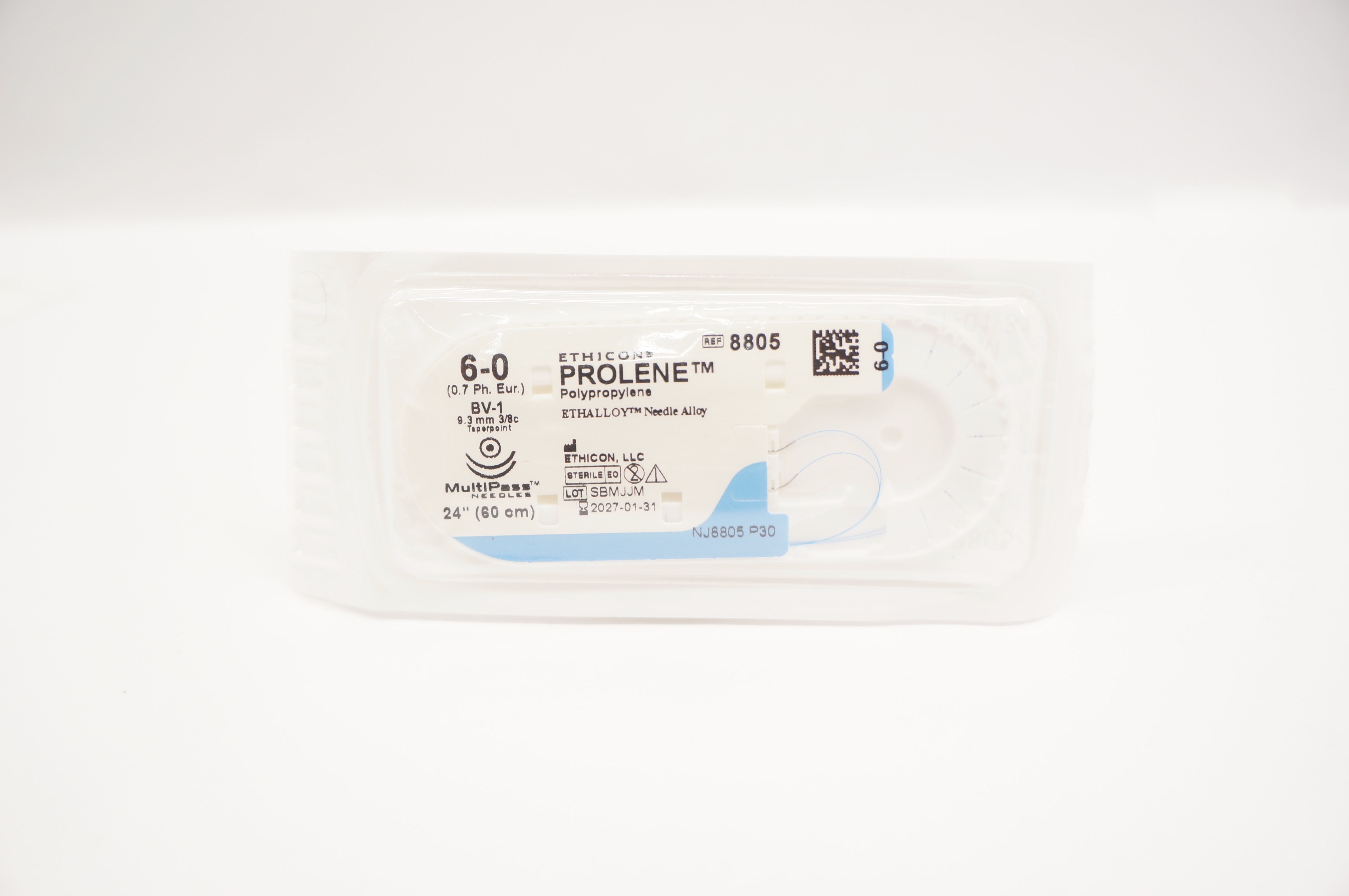 Ethicon 8805 6-0 PROLENE Polypropylene Stre BV-1 9.3mm 3/8c Taperpoint, 24 inch