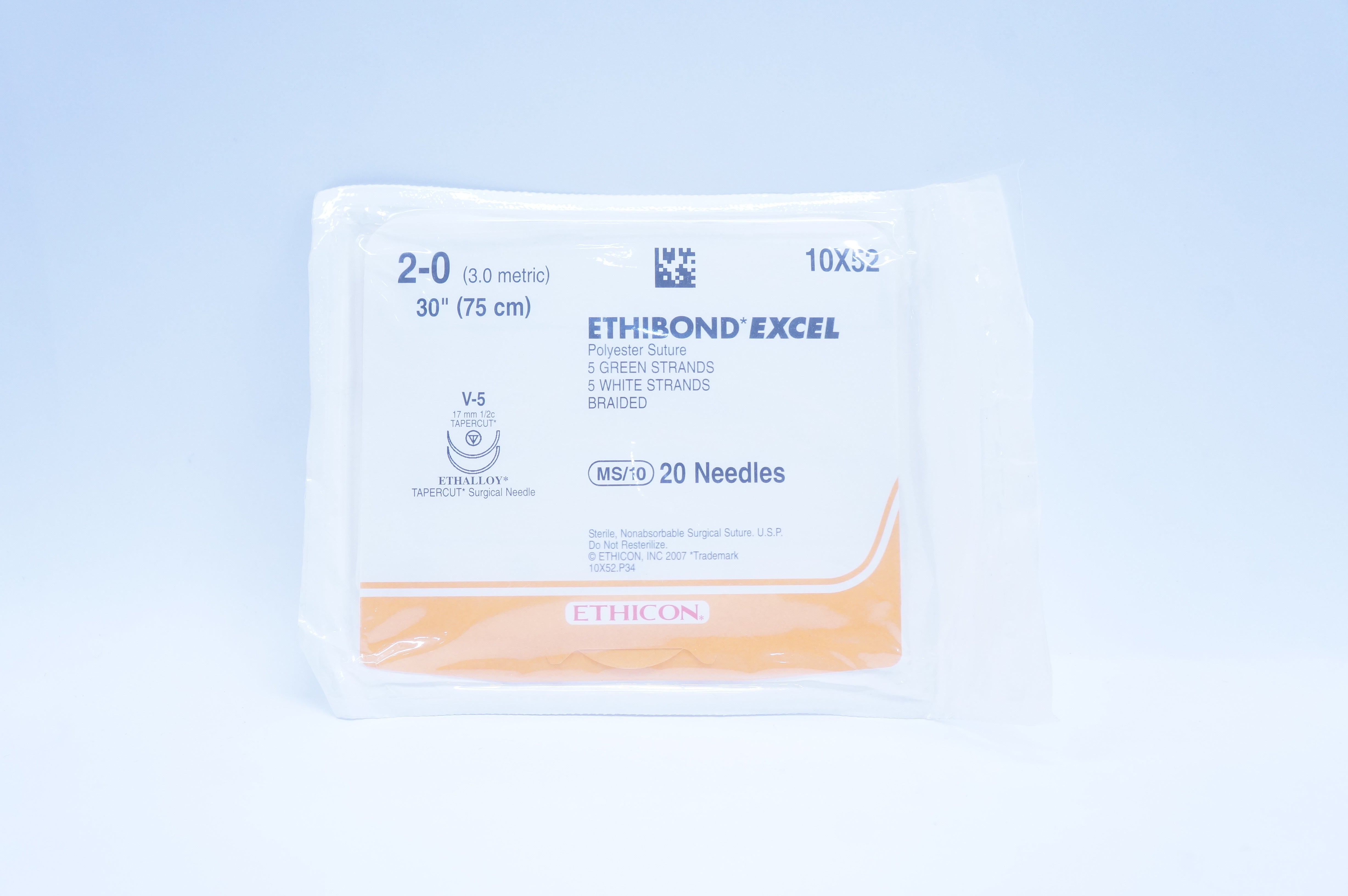 Ethicon 10X52 2-0 Ethibond Excel V-5 17mm 1/2c Tapercut, 30inch (x)