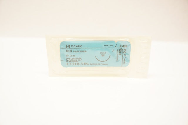 Ethicon K-833 2-0 Silk Black Braided Taper SH 30In Ndle, Surgical Stre.