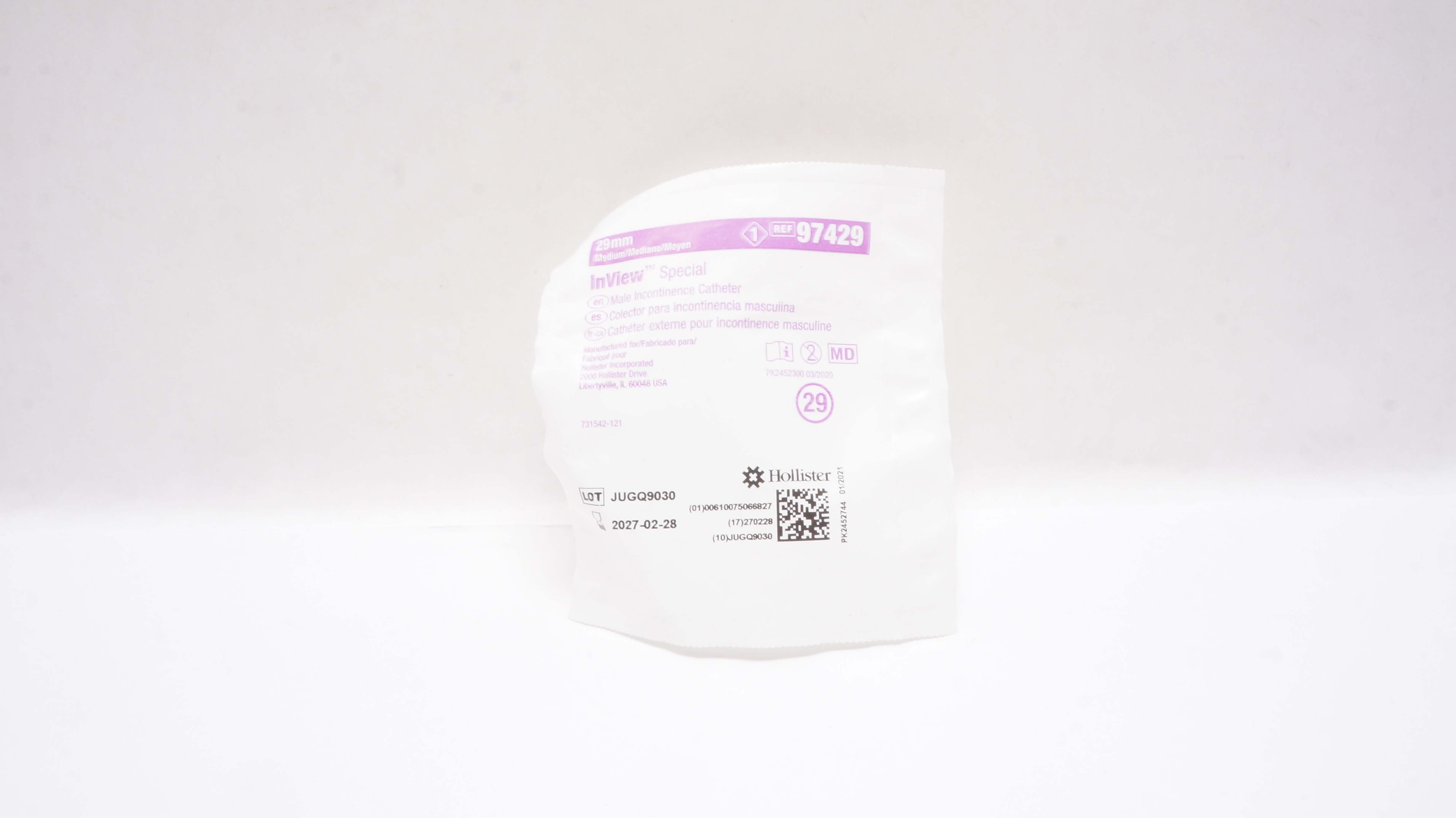 Hollister 97429 InView Special Medium Male Incontinence Cath. 29mm