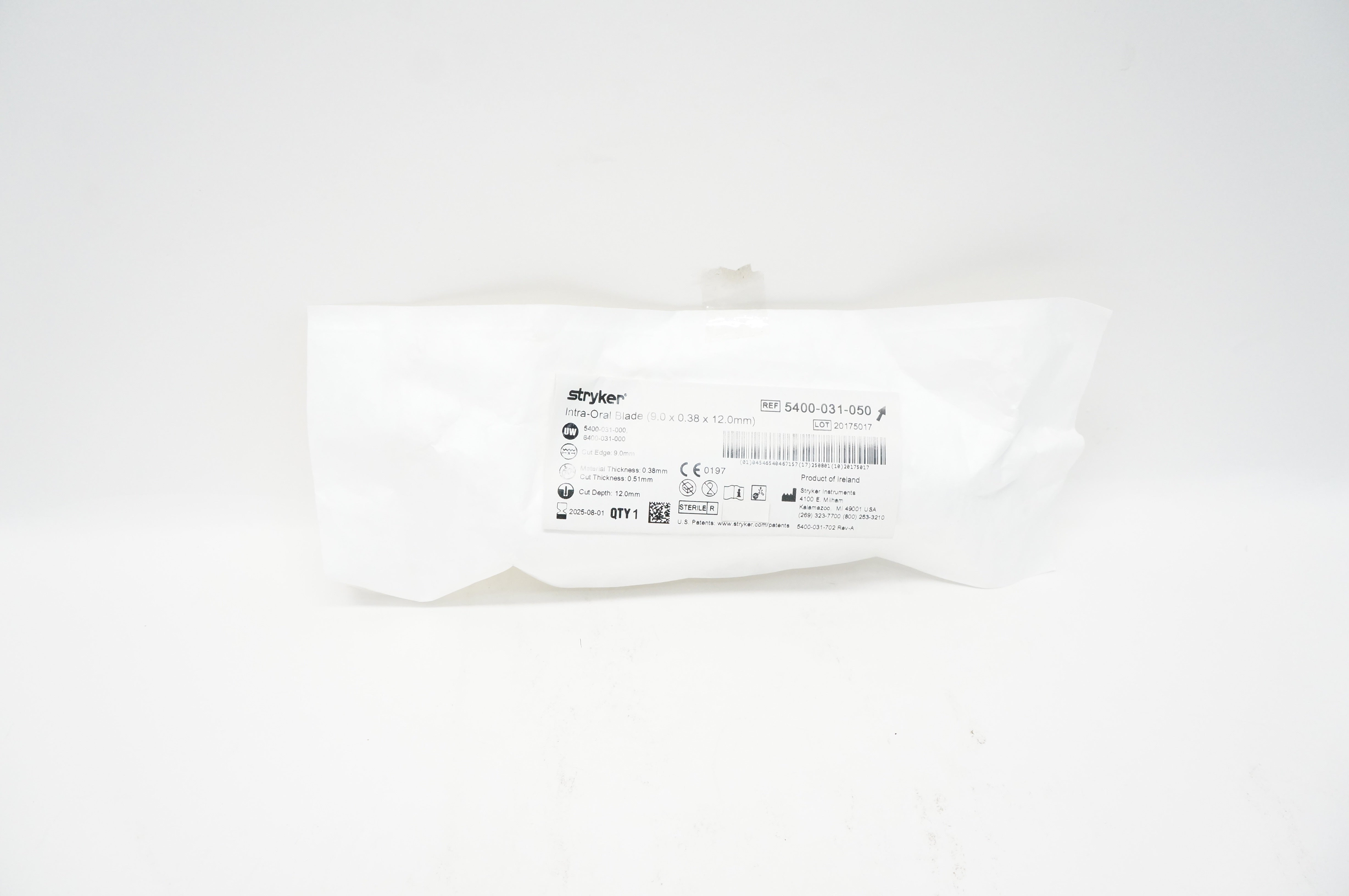 Stryker 5400-031-050 Instruments Core Intra-Oral Blade 9.0 x 0.38 x 12.0mm
