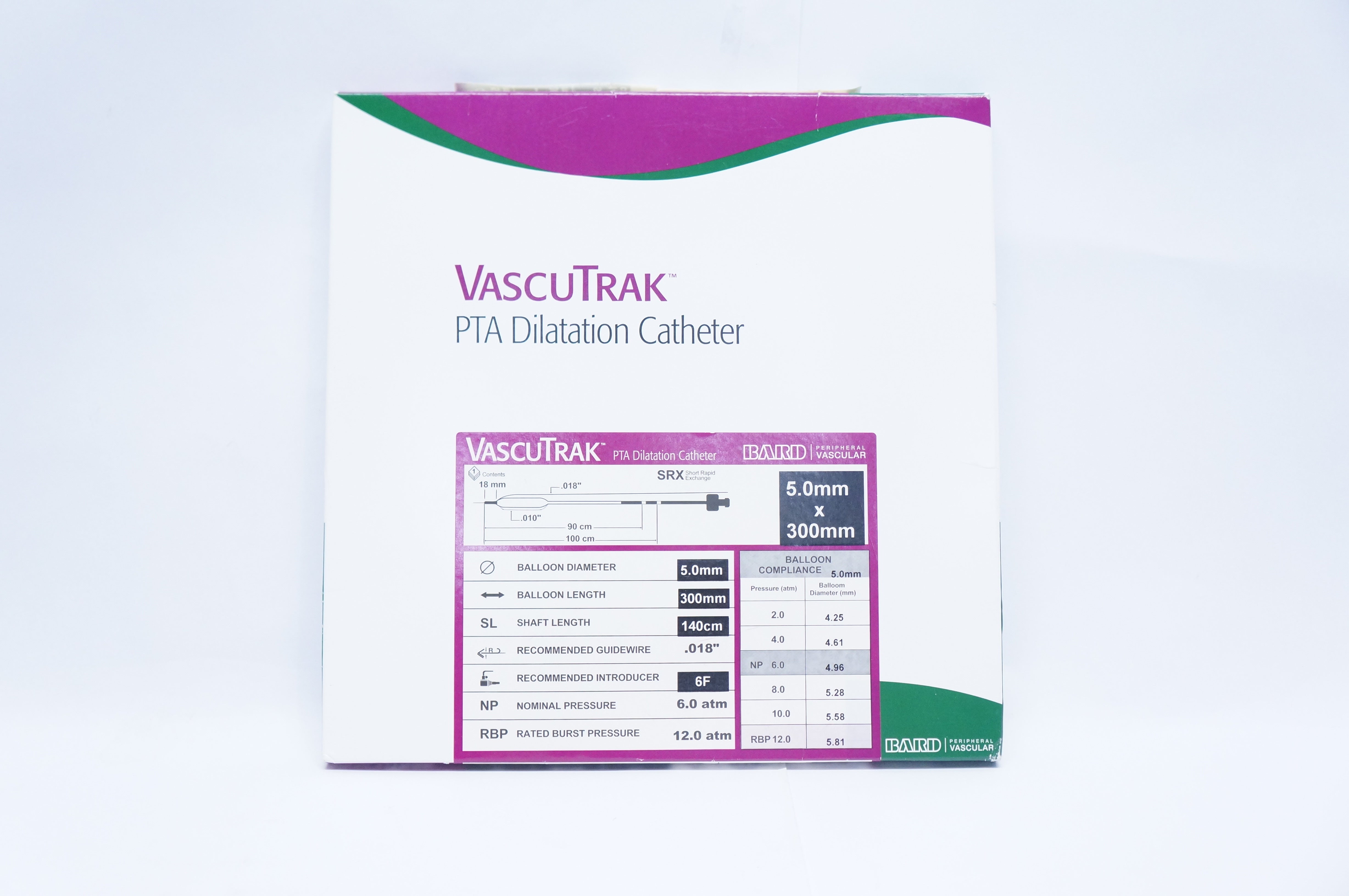 Bard V1850300 VascuTrak PTA Dilatation Cath. 5.0mm x 300mm (x)