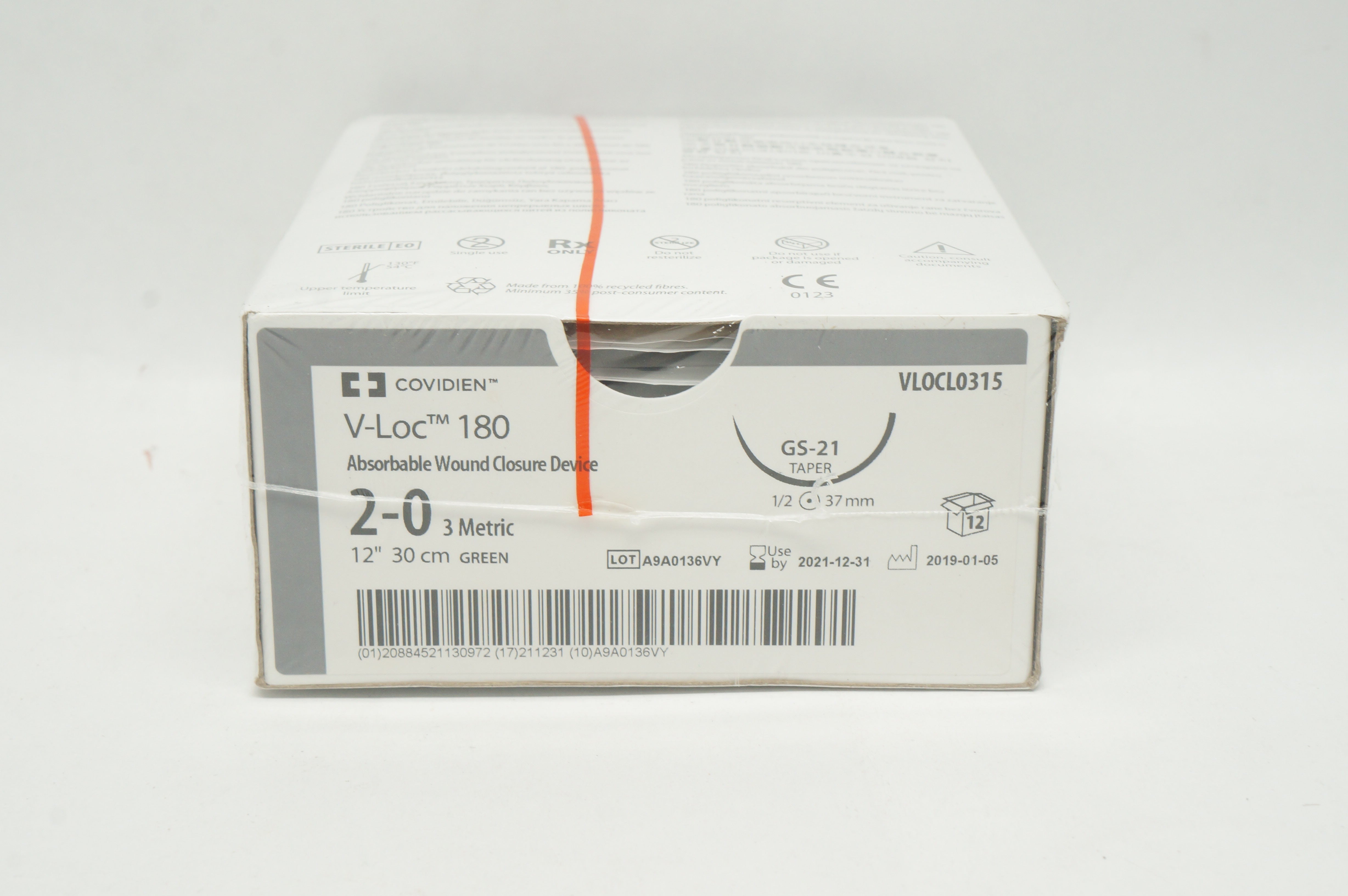 Covidien VLOCL0315 2-0 V-Loc 180 Absorbable Wound Closure Device - Box of 12