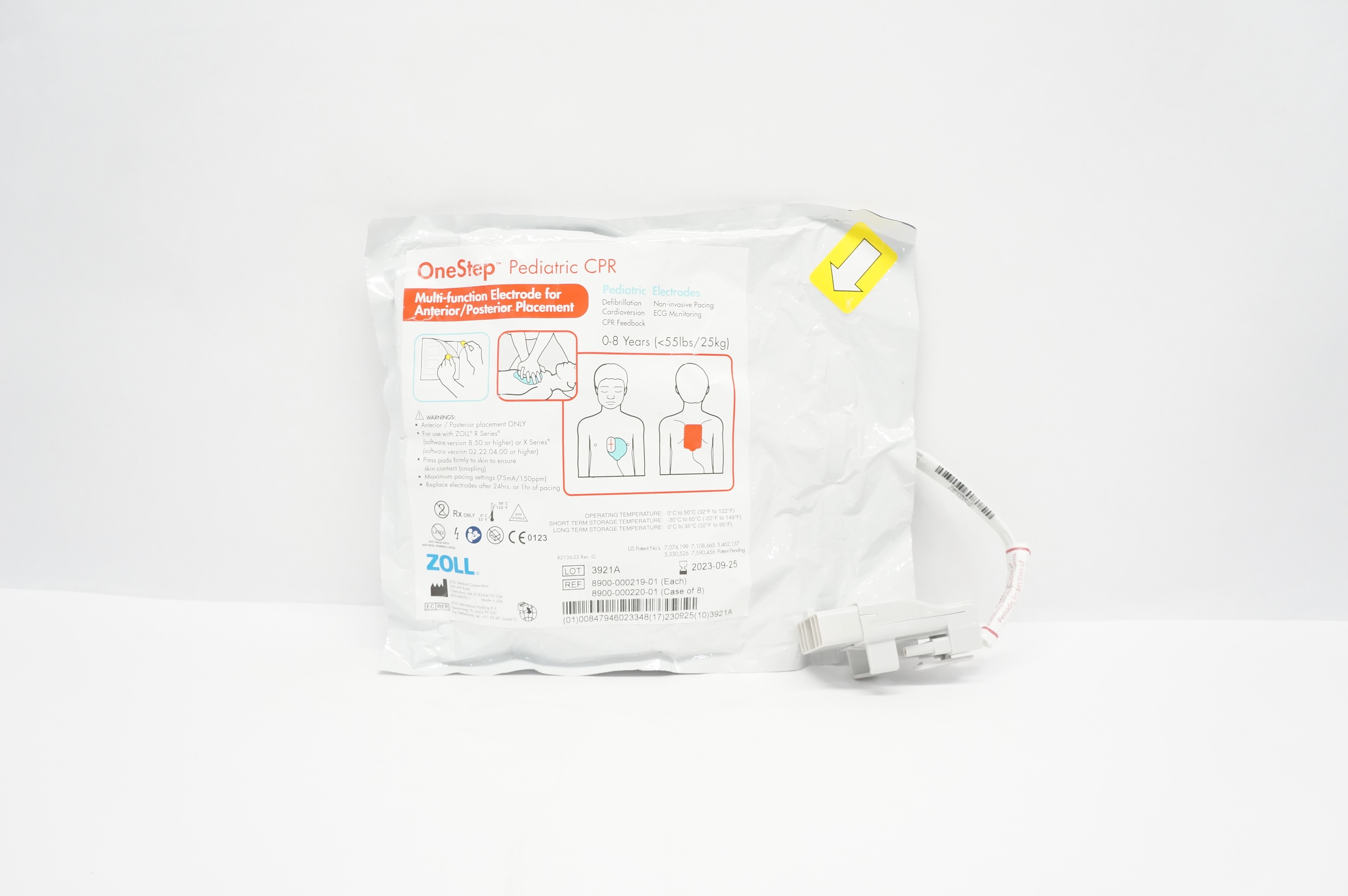 Zoll 8900-000219-01 OneStep Pediatric CPR Multifunction Electrode 0-8 Years (x)
