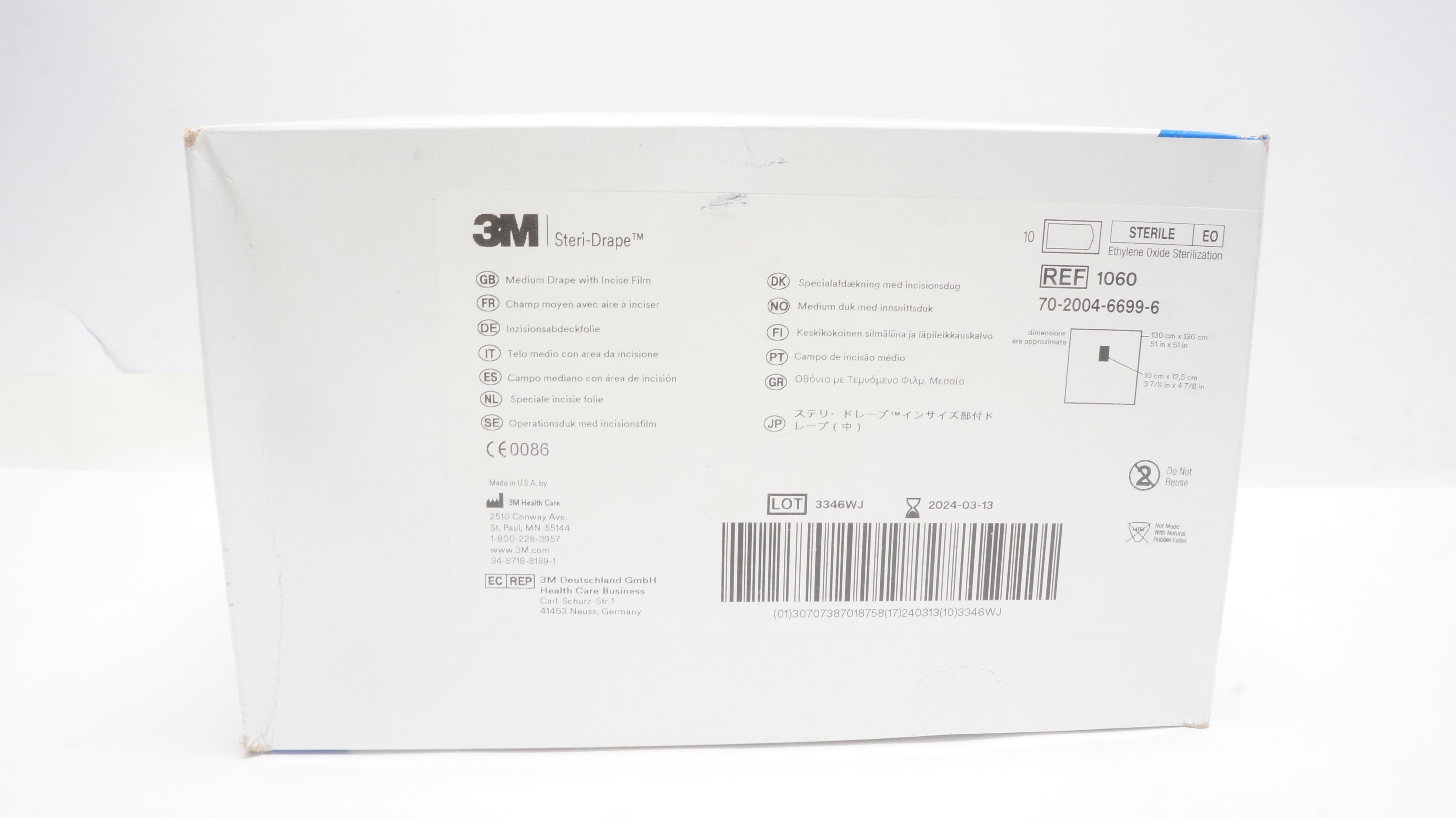 3M 1060 Steri-Drape Medium Drape w/Incise Film  (x) - Box of 10
