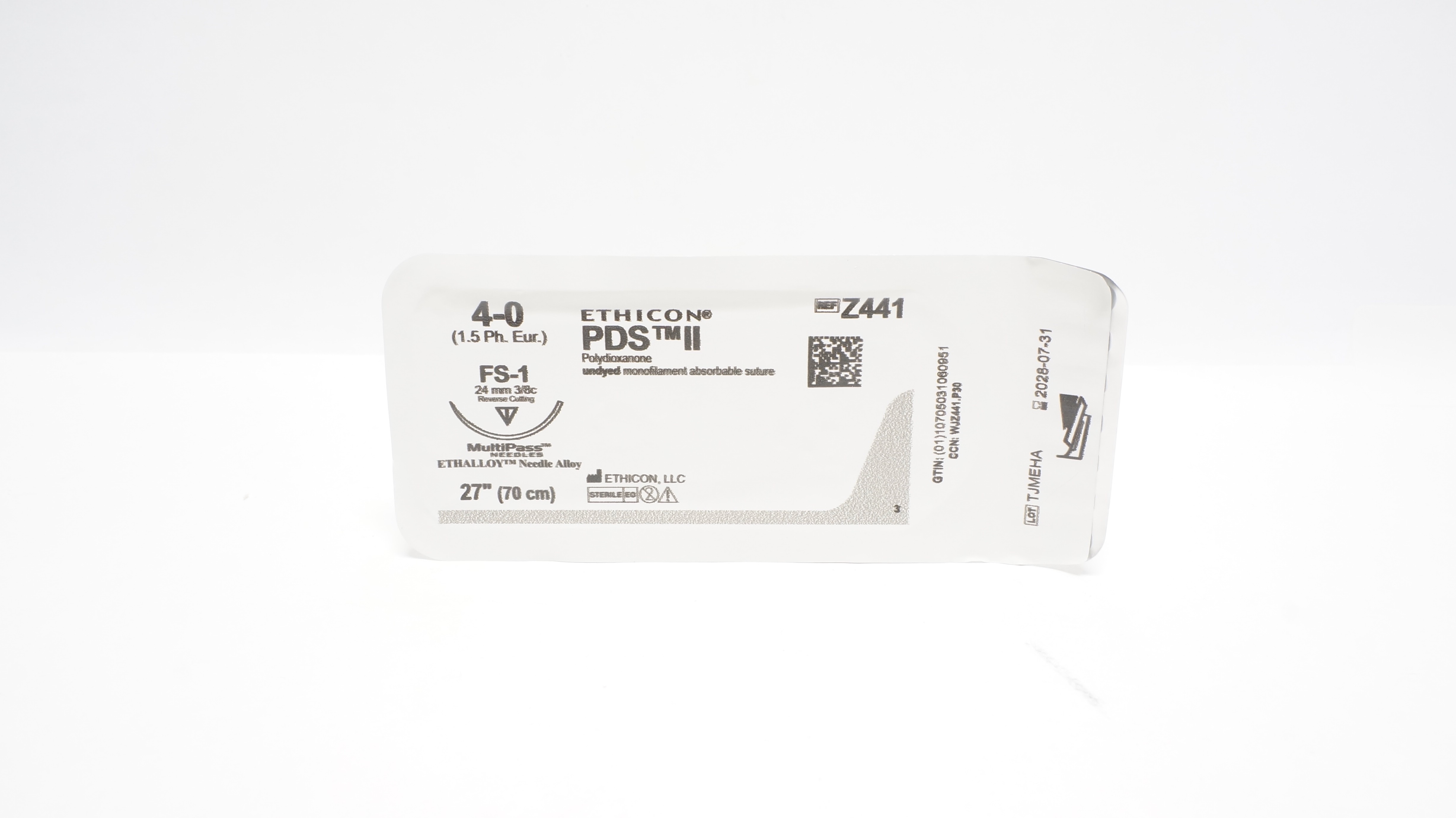 Ethicon Z441 4-0 PDS II Polydioxanone, FS-1, 24mm 3/8c Reverse Cutting, 27in