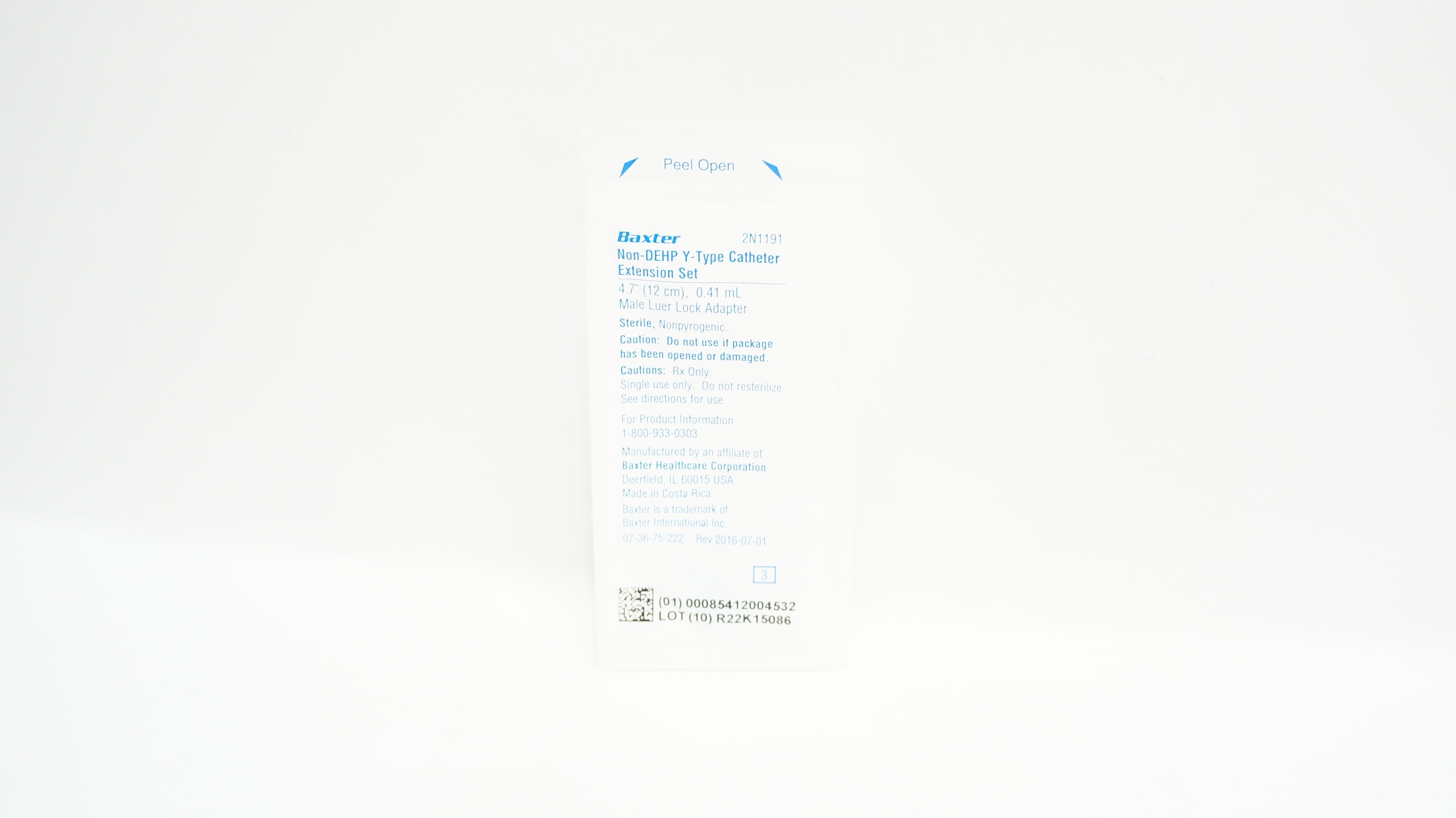 Baxter 2N1191 Non-DEHP Y-Type Cath. Extension Set 4.7inch x 0.41 mL