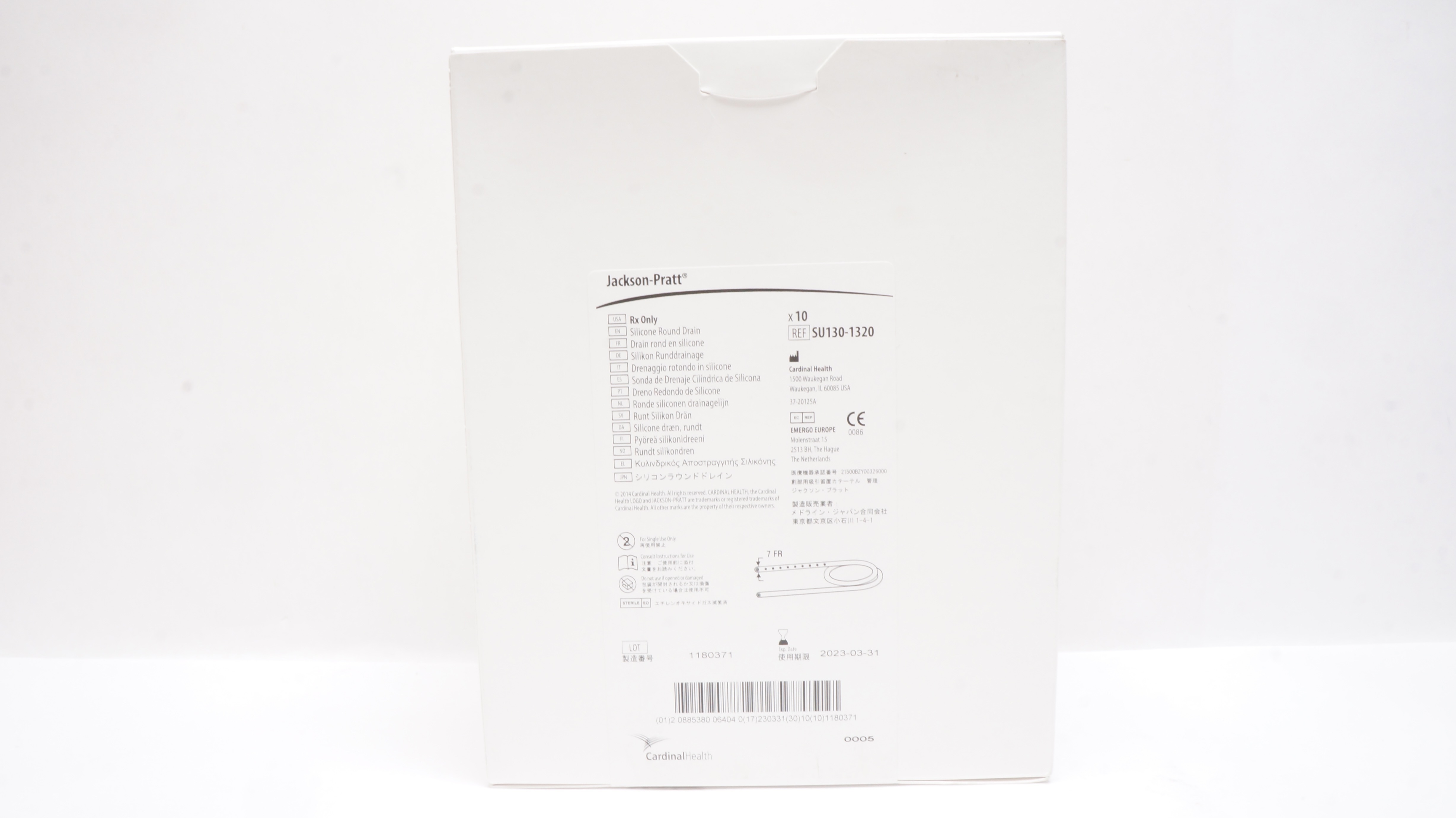 Cardinal Health SU130-1320 Jackson-Pratt Silicon Round Drain 7Fr. - Box of 10(x)