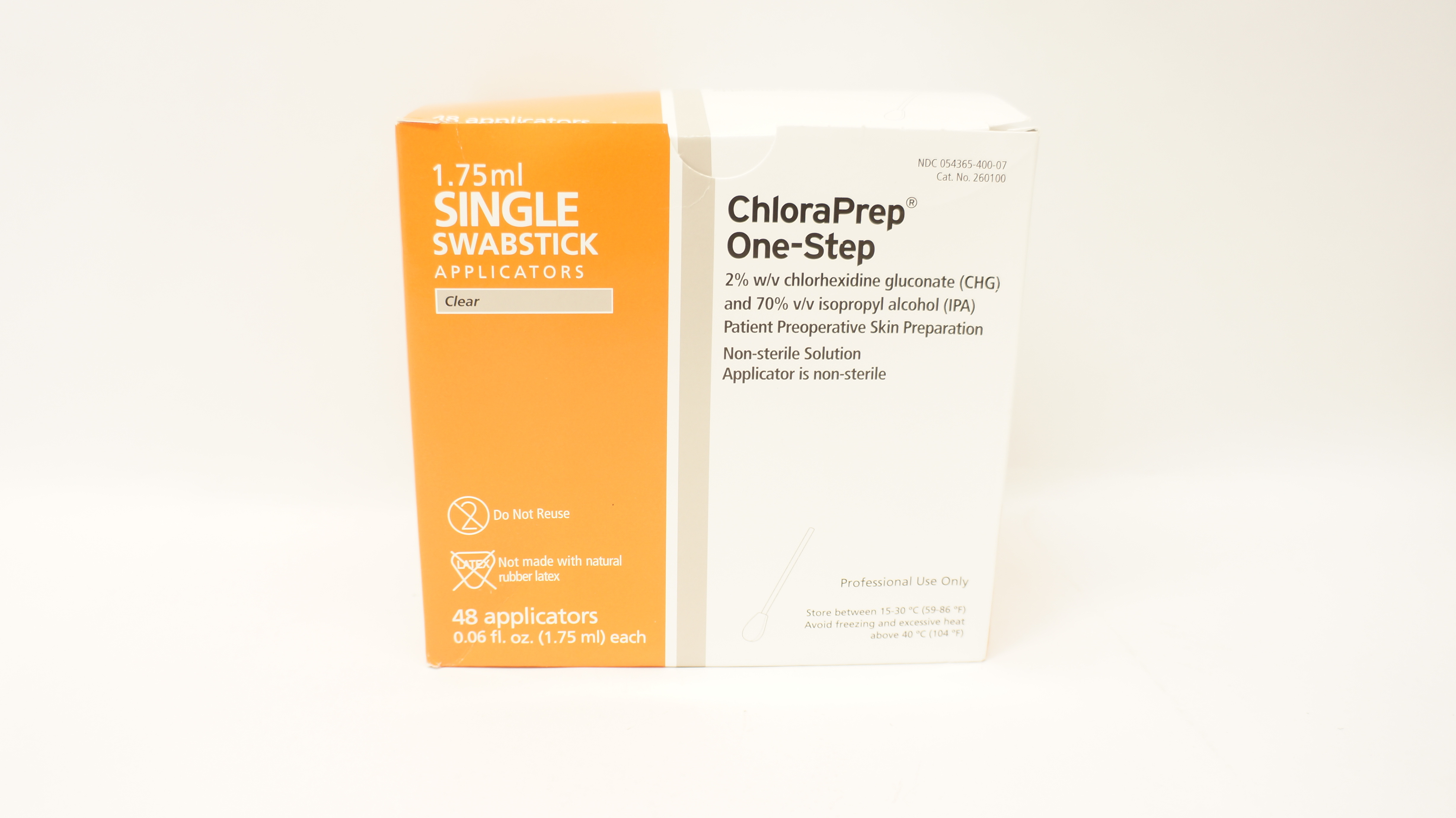 CareFusion 260100 ChloraPrep Single Swabstick 1.75 ml Applicator - Box of 48