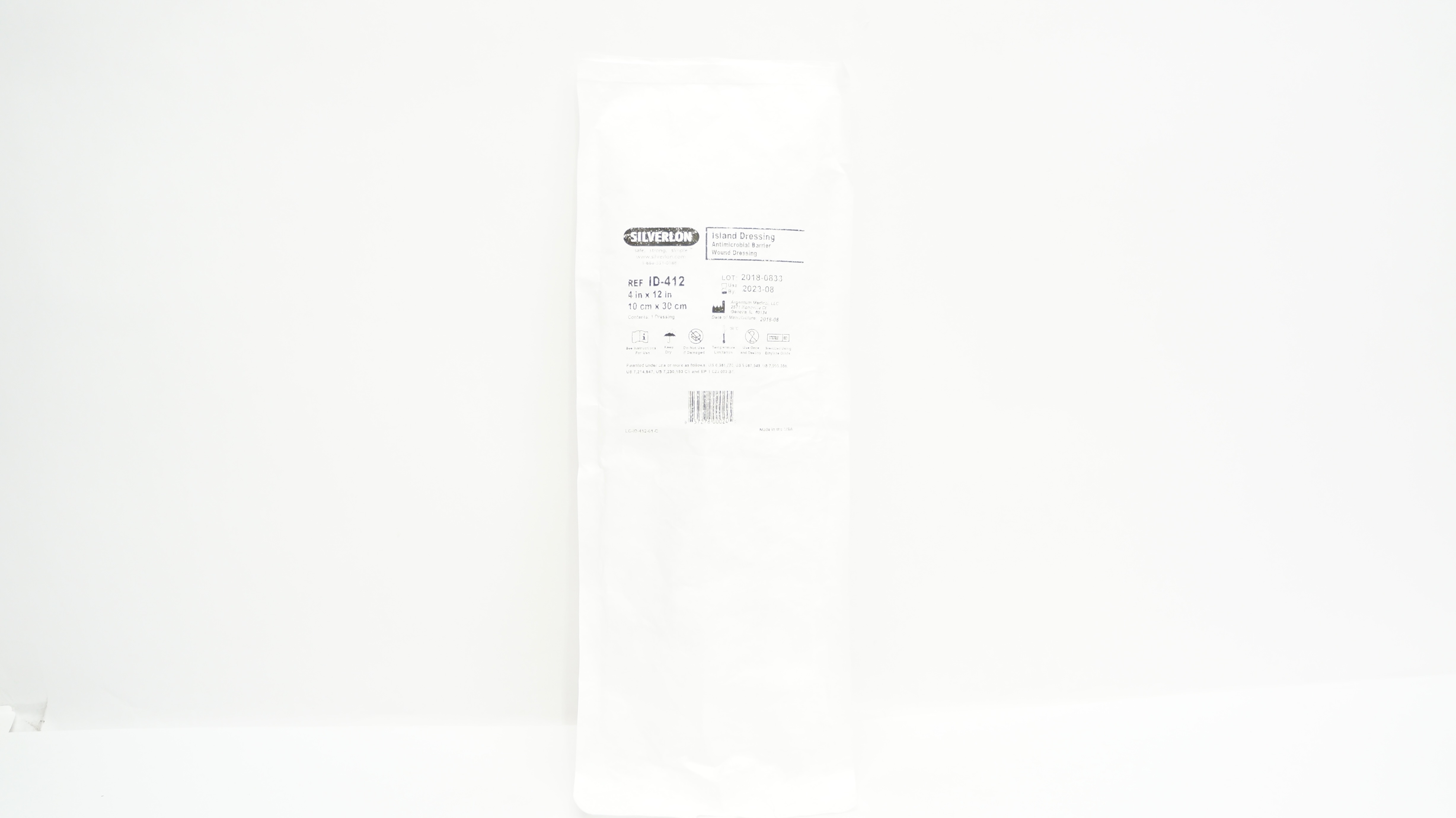 Argentum Medical ID-412 Silverlon Antimicrobial Wound Dressing 4 x 12inch (x)