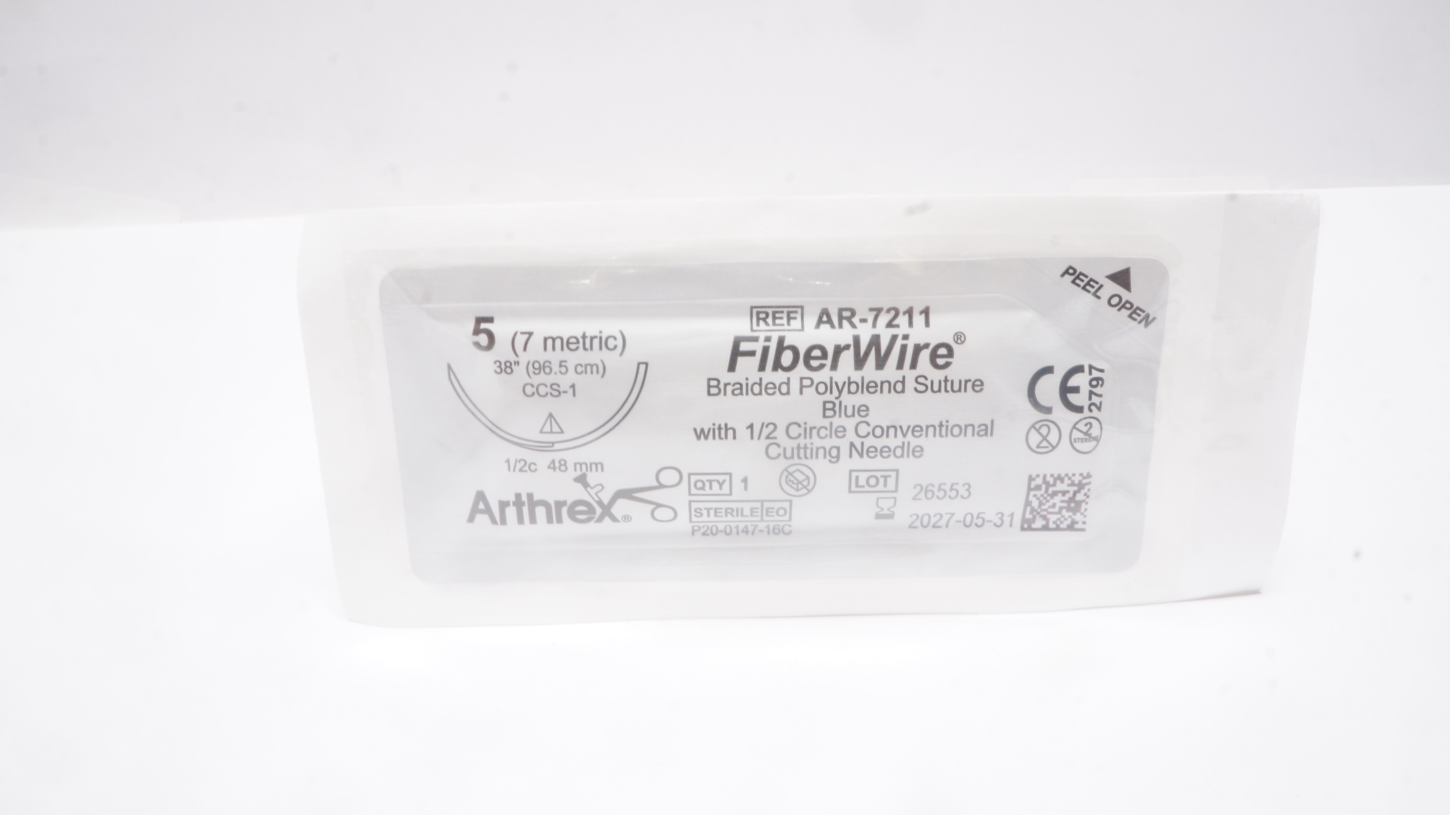 Arthrex AR-7211 5 FiberWire Braided Polyblend Stre CCS-1 1/2c 48mm, 38 inch