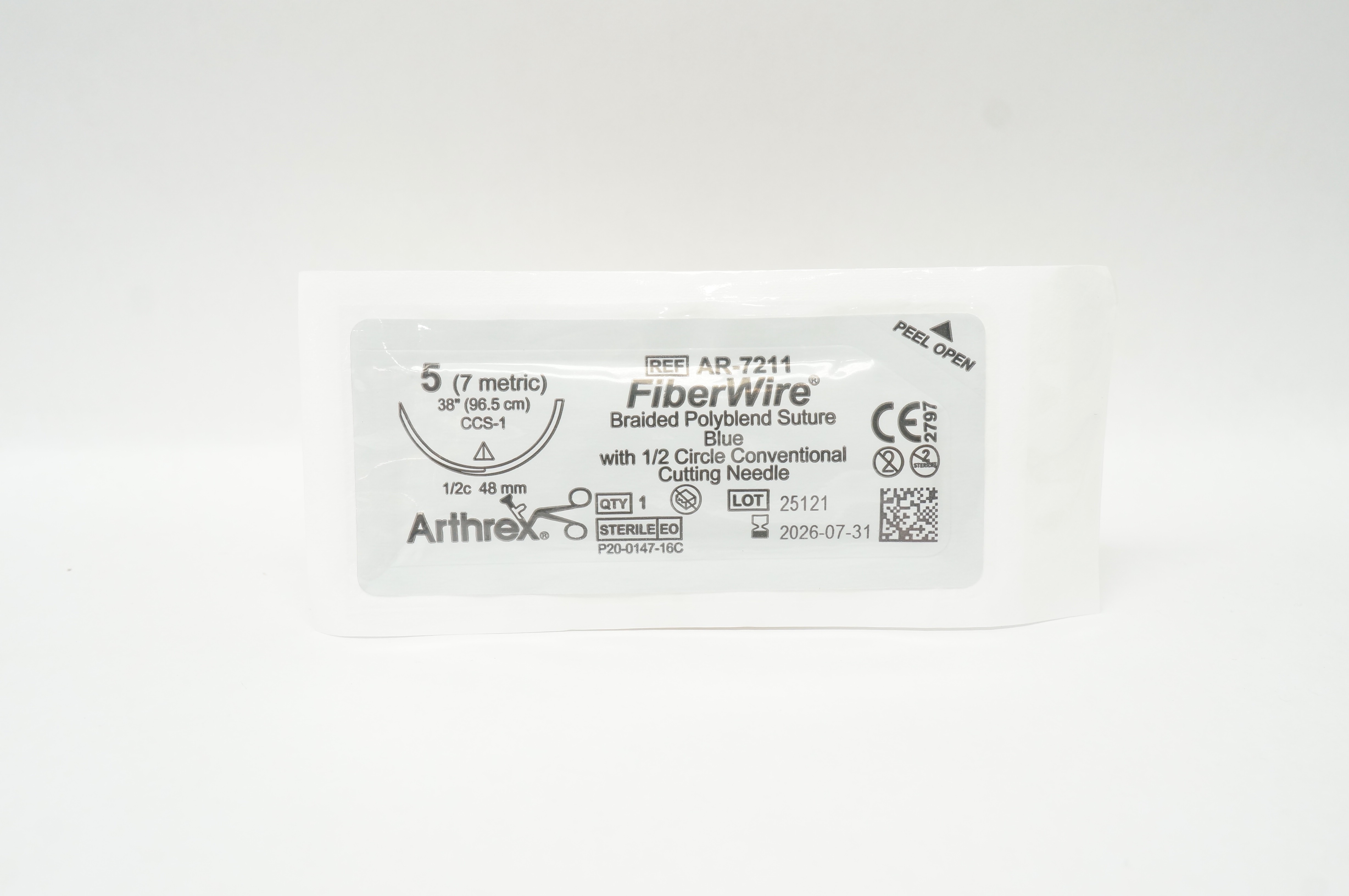 Arthrex AR-7211 5 FiberWire Braided Polyblend Stre CCS-1 1/2c 48mm, 38 inch