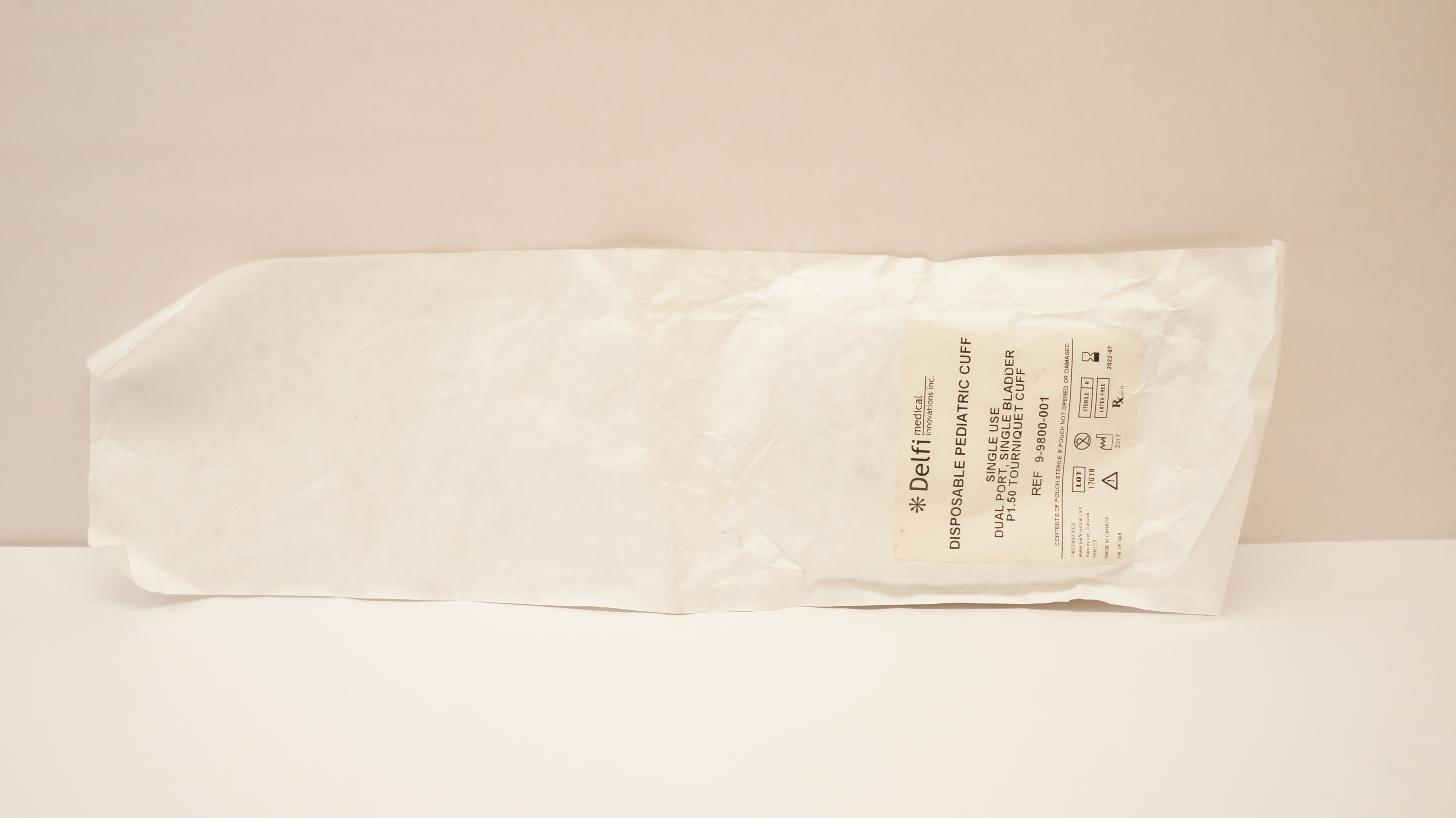 Delfi Medical 9-9800-001 Disposable Pediatric Dual Port P1.50 Tourniquet Cuff (x)