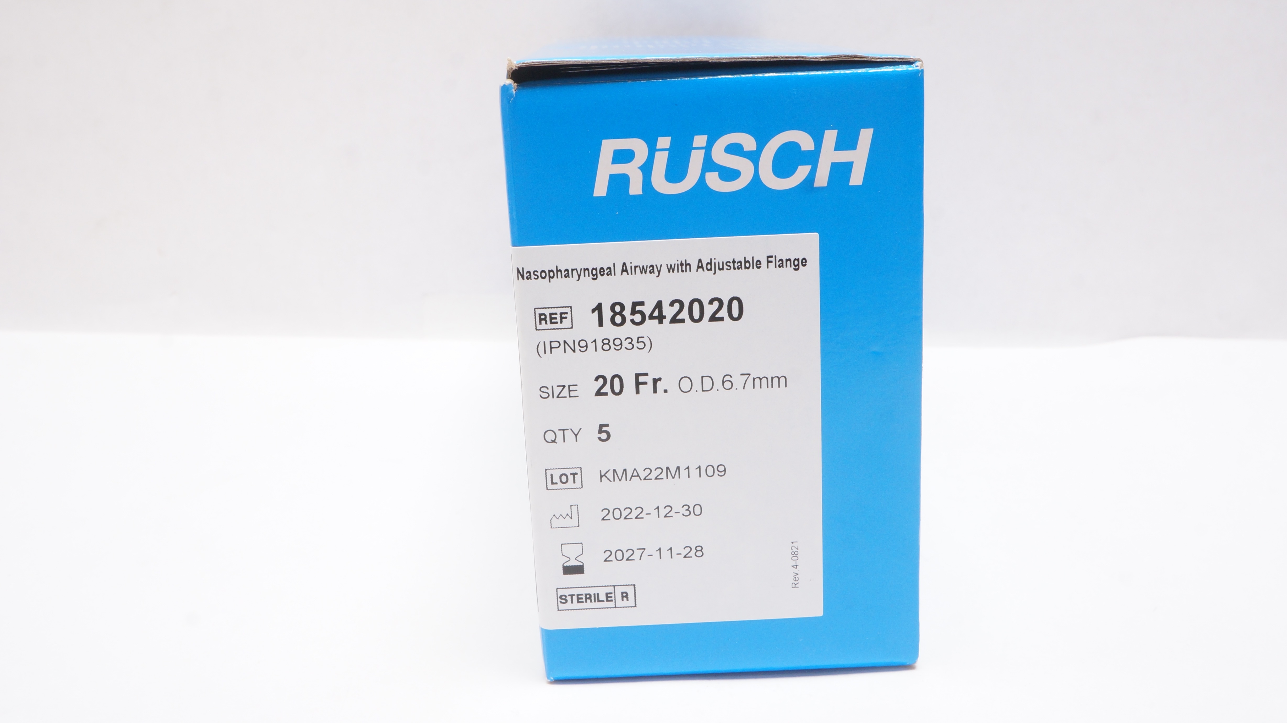 Teleflex 18542020 Rusch Nasopharyngeal Airway w/Flange 20Fr x 6.7mmOD - Box of 5