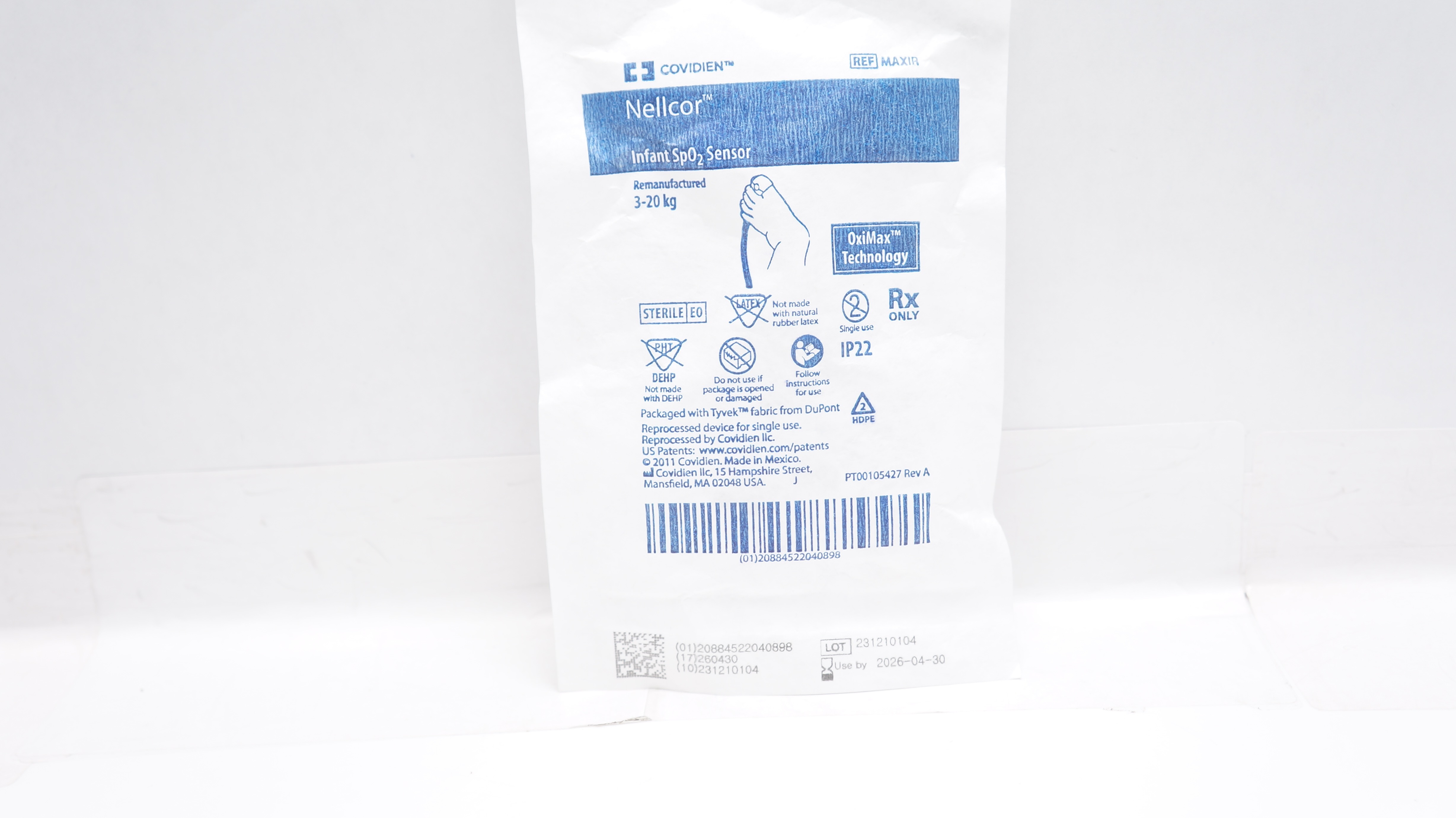 Covidien MAXIR Nellcor Infant SpO2 Sensor, OxiMax Technology 3-20kg (x)