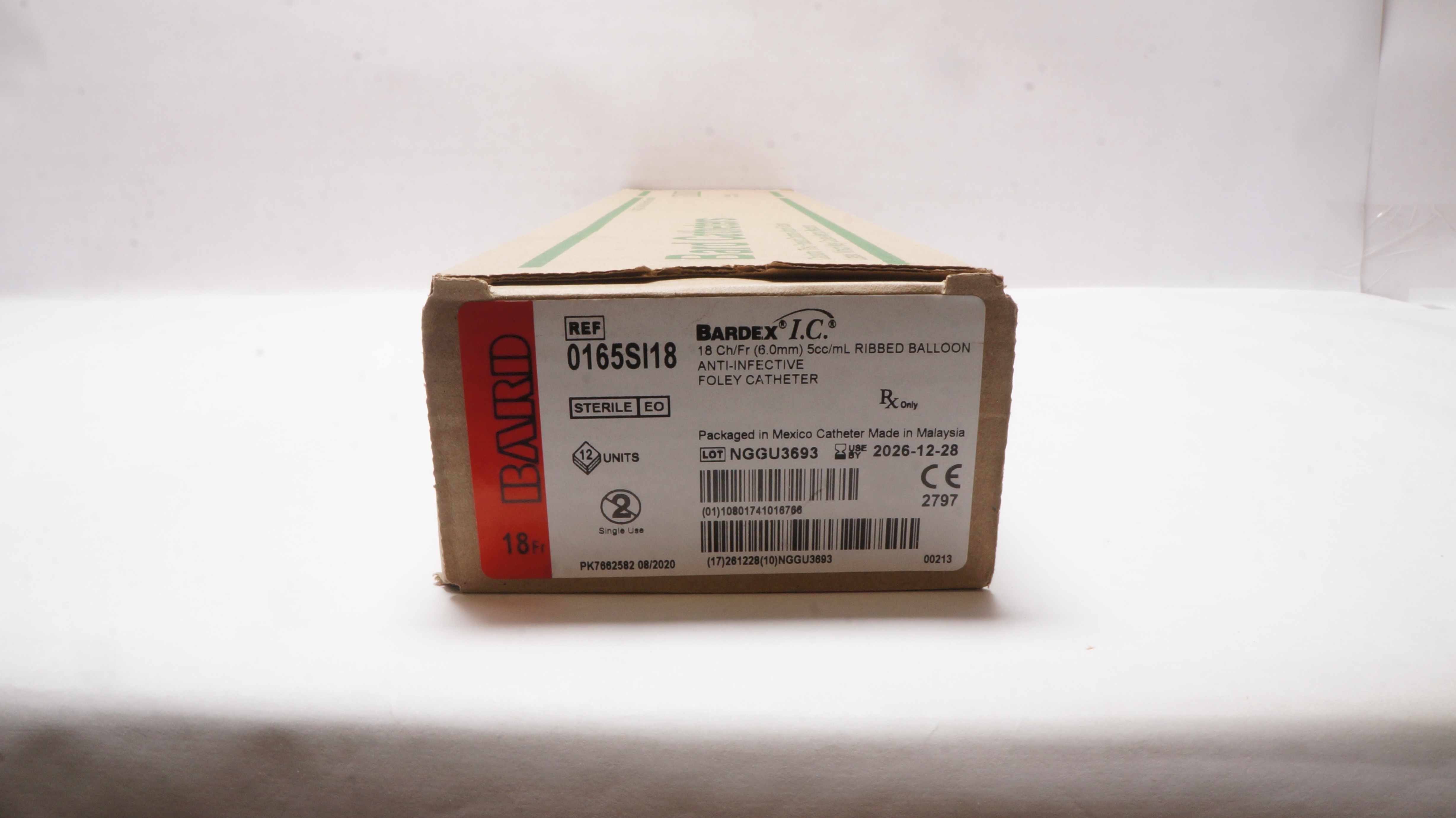 Bard 0165SI18 Bardex I.C. Anti-Infective Foley Cath. 18Ch/Fr x 5cc/mL -Box of 12