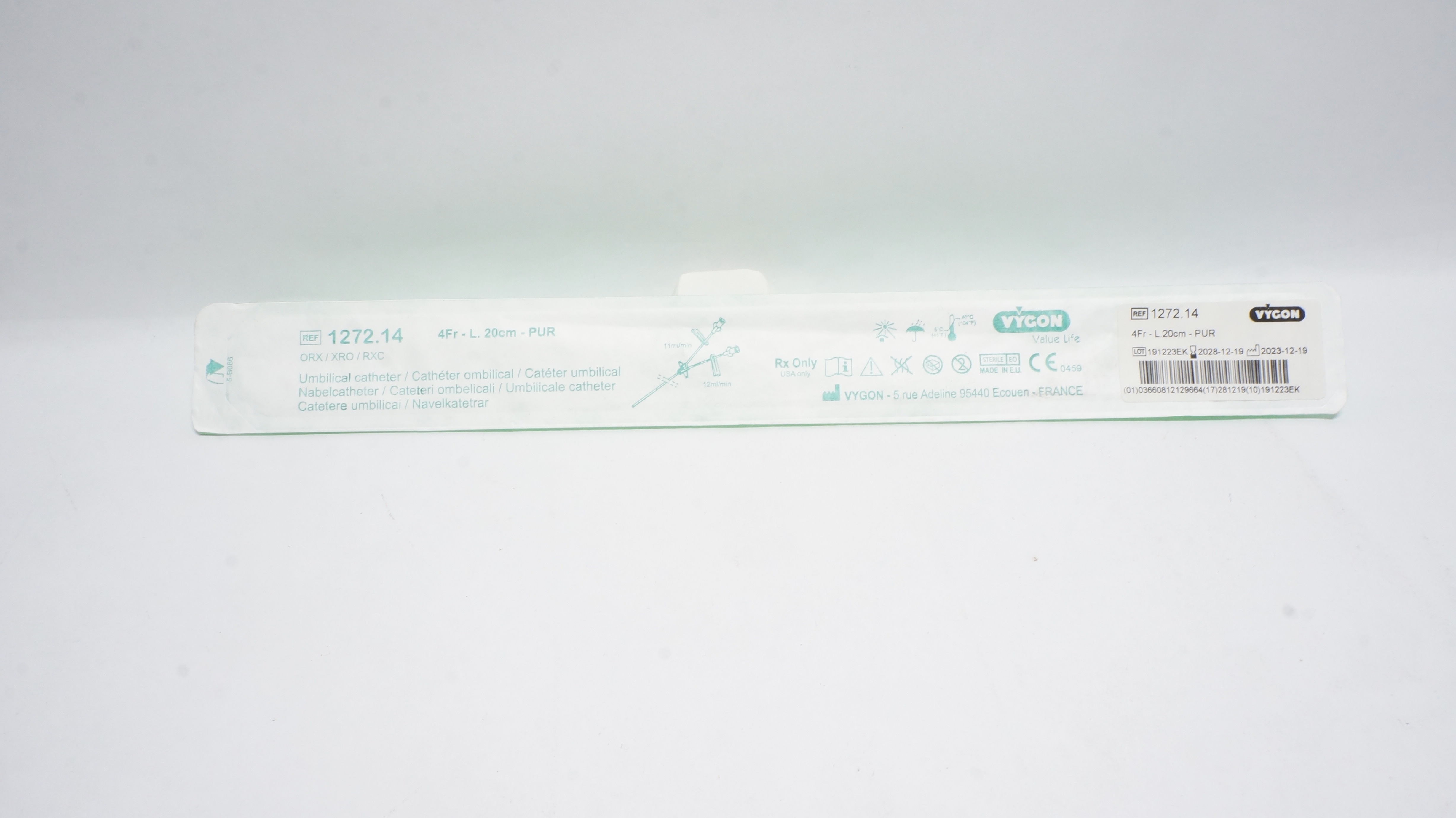 Vygon 1272.14 ORX/XRO/RXC Umbilical Catheter 4Fr - L.20cm-PUR