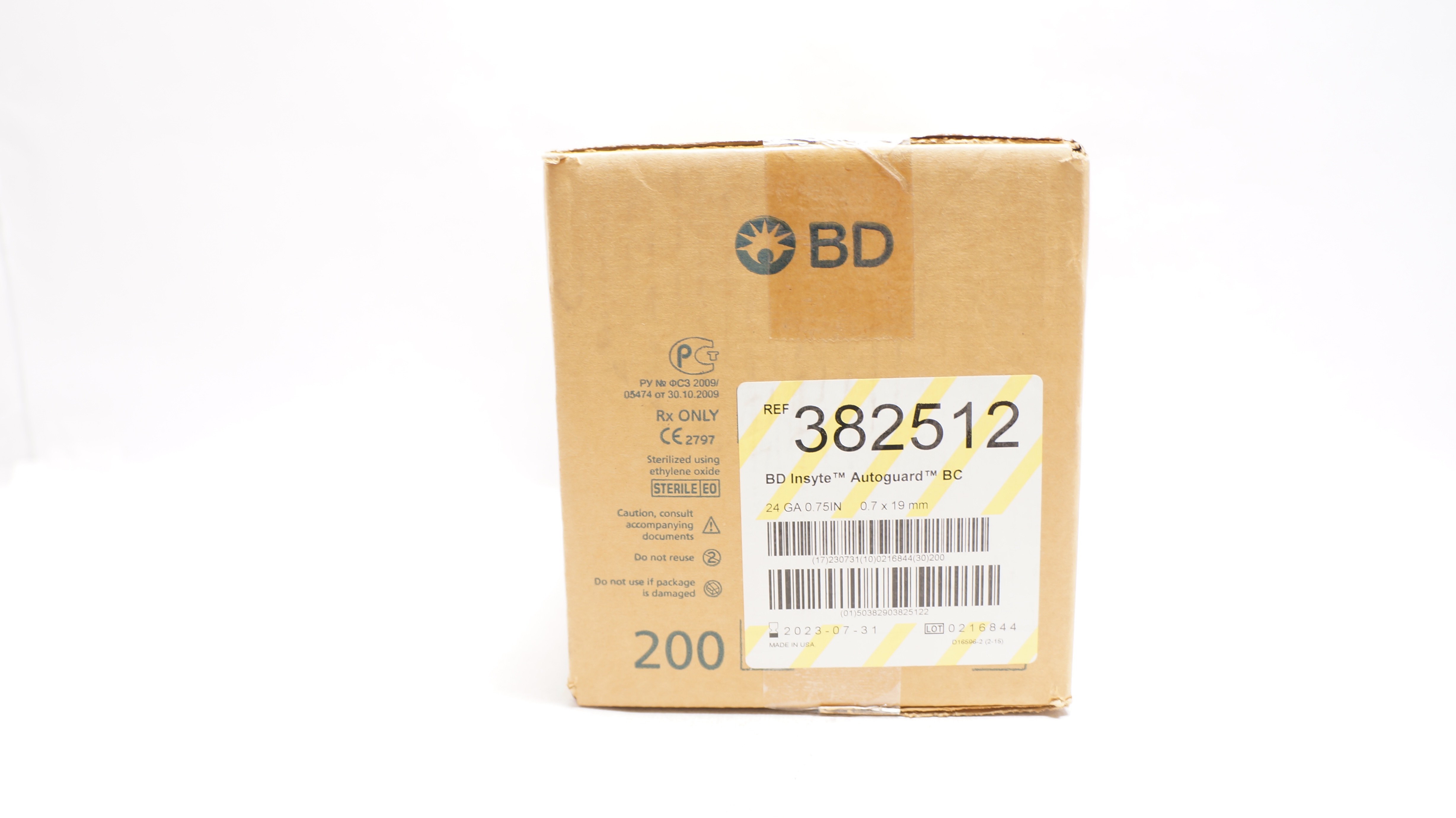 BD 382512 Insyte Autoguard BC Shielded IV Cath. 24GA x 0.75inch(x) - Case of 200
