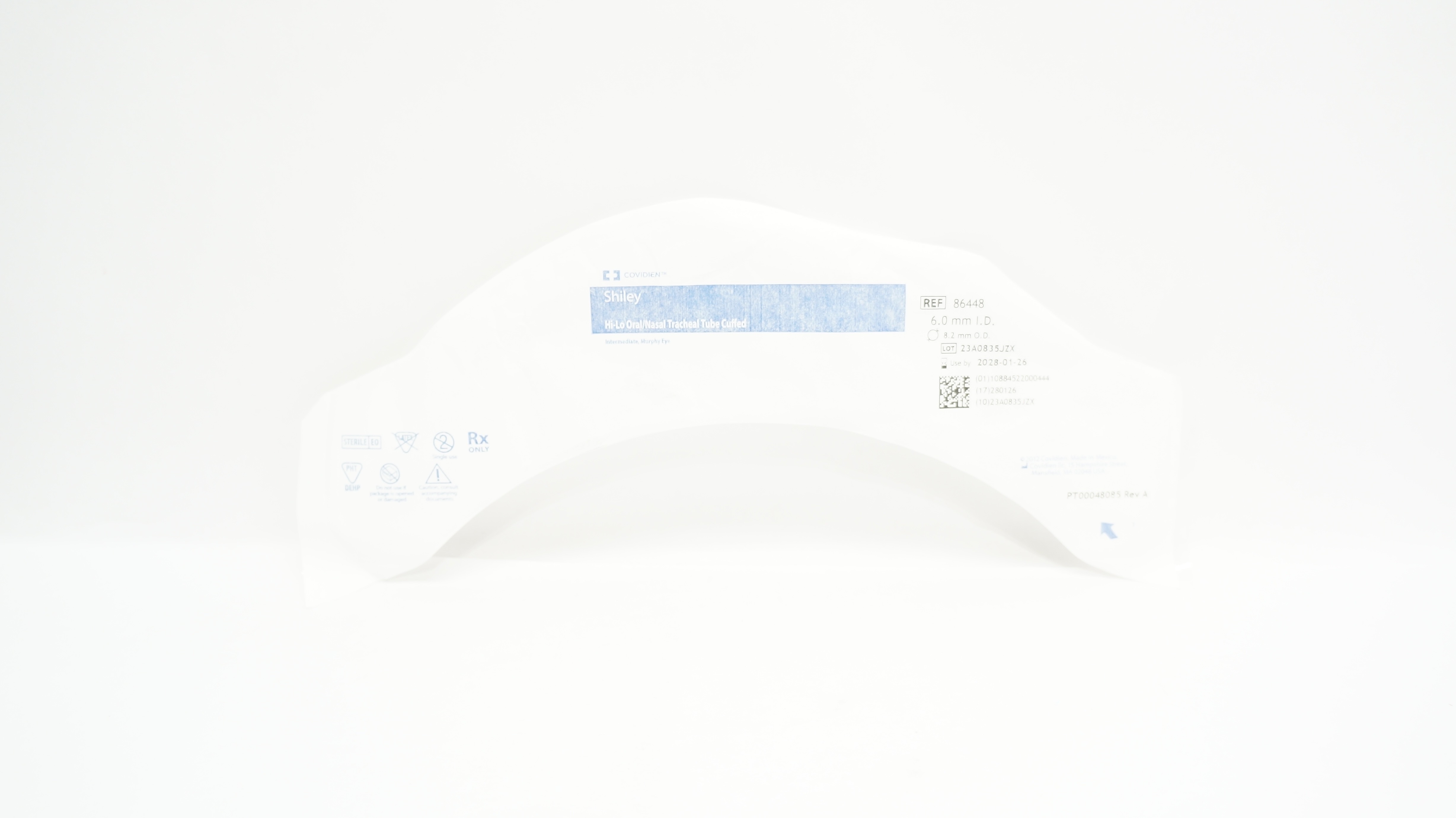 Covidien 86448 Shiley Hi-Lo Oral/Nasal Tracheal Tube Cuffed 6.0mm ID x 8.2mm OD
