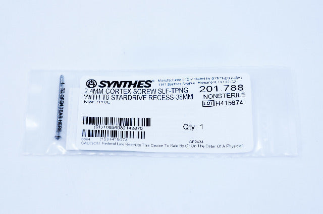 Synthes 201.788 2.4mm Cortex Screw Self-Tapping With T8 Stardrive Recess 38mm