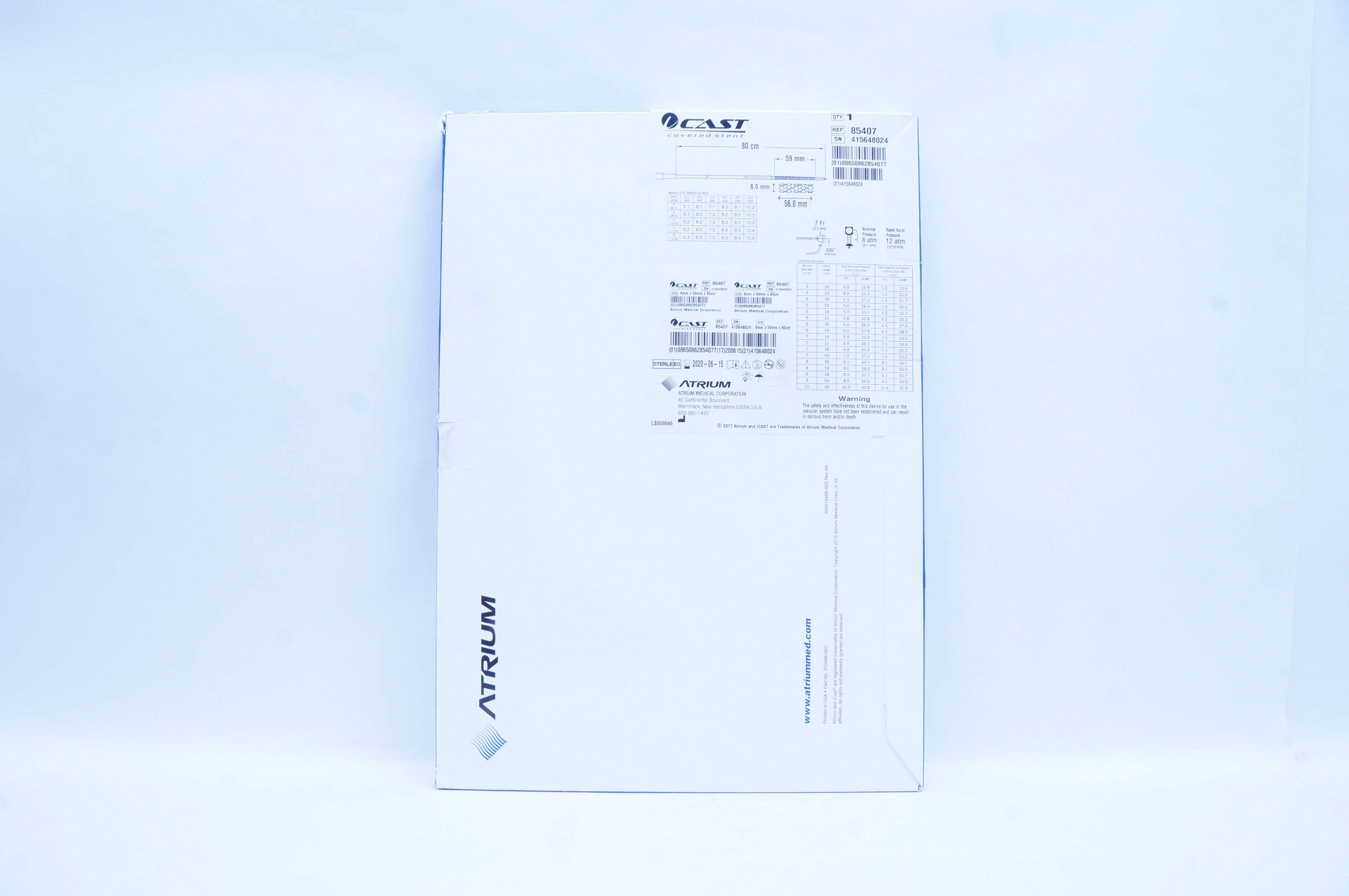 Atrium 85407 Balloon Expandable PTFE Covered Stnt.  7Fr x.035inch x 80cm (x)
